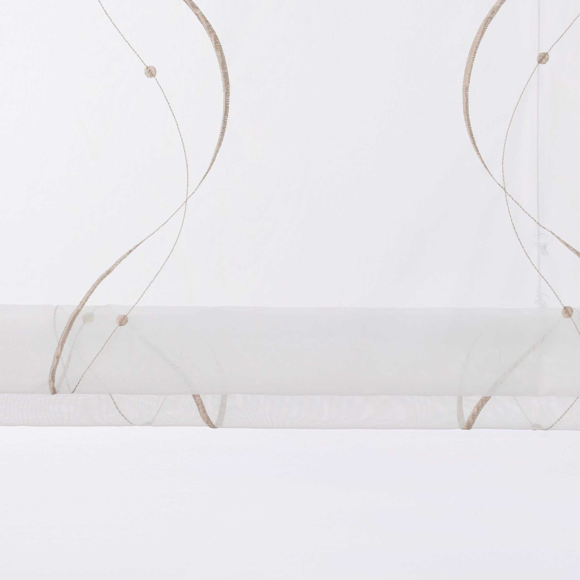 Rollos ohne Bohren Weiß Raffgardine mit Ösen Transparent Gardinen mit U-Haken Ösenrollo Modern Bestickt 1 Stück - Joyswahl