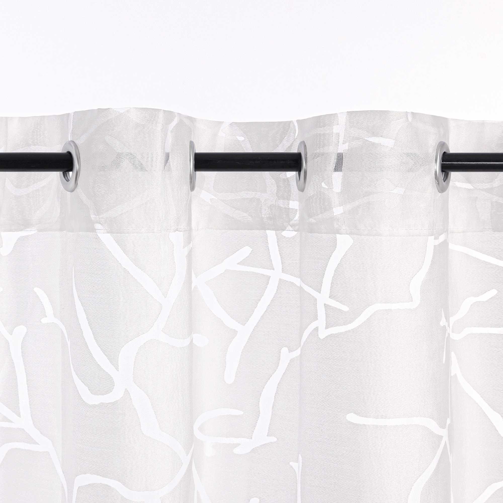 Scheibengardine aus Polyester mit Linienmuster und Zweigmotiv halbtransparent 1 stück - Joyswahl