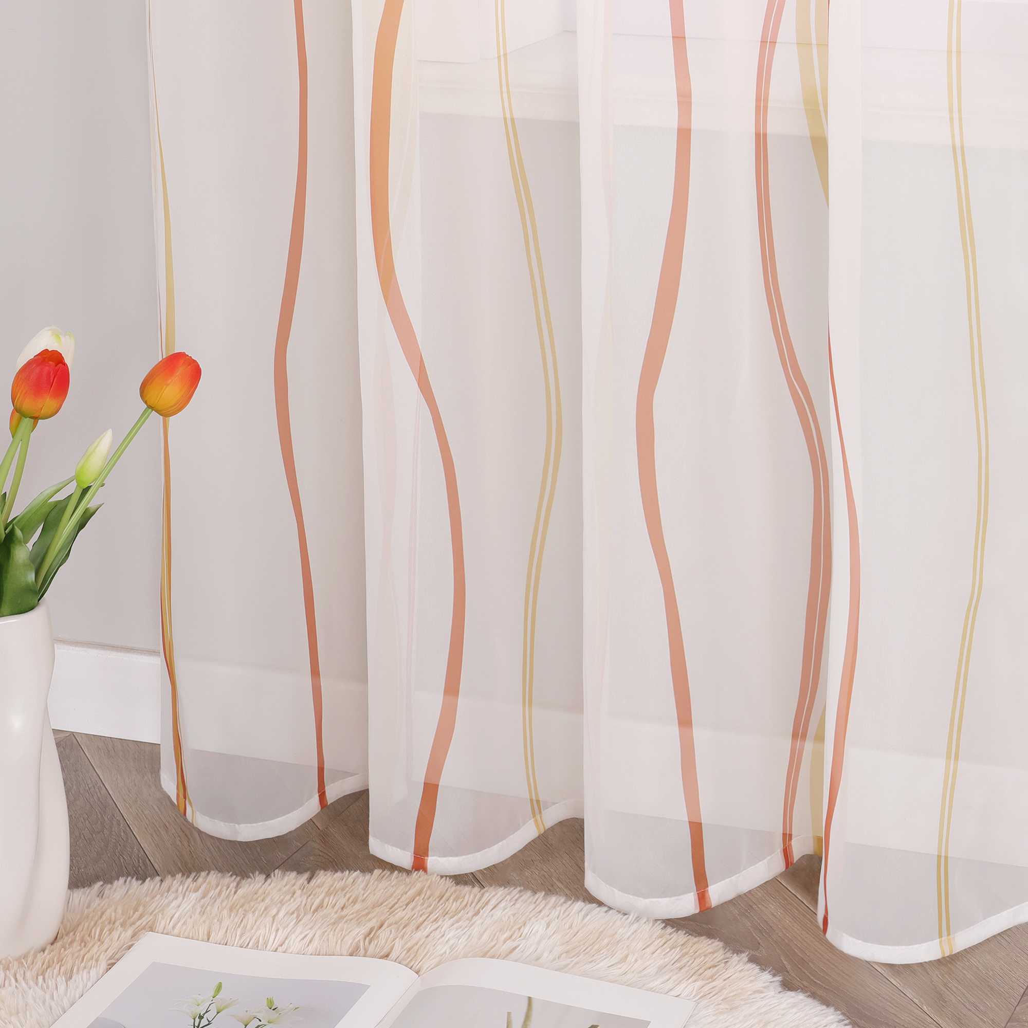 Vorhang Kräuselband aus Polyester mit bunten Wellenmustern tranparent 1 stück - Joyswahl