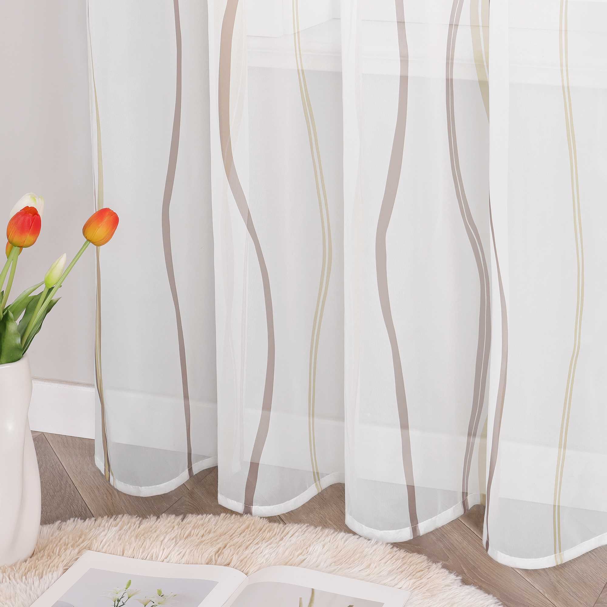 Vorhang Kräuselband aus Polyester mit bunten Wellenmustern tranparent 1 stück - Joyswahl