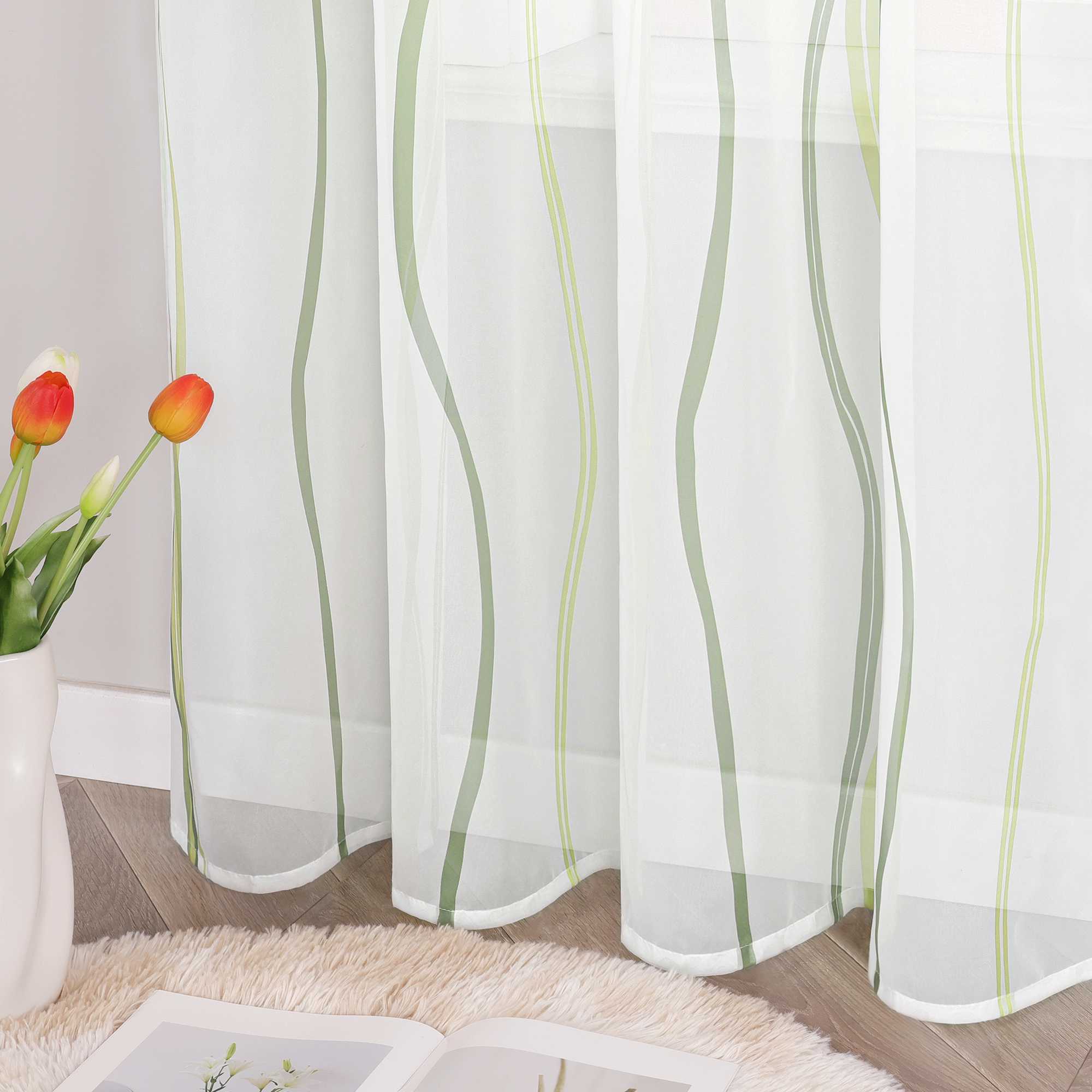 Vorhang Kräuselband aus Polyester mit bunten Wellenmustern tranparent 1 stück - Joyswahl