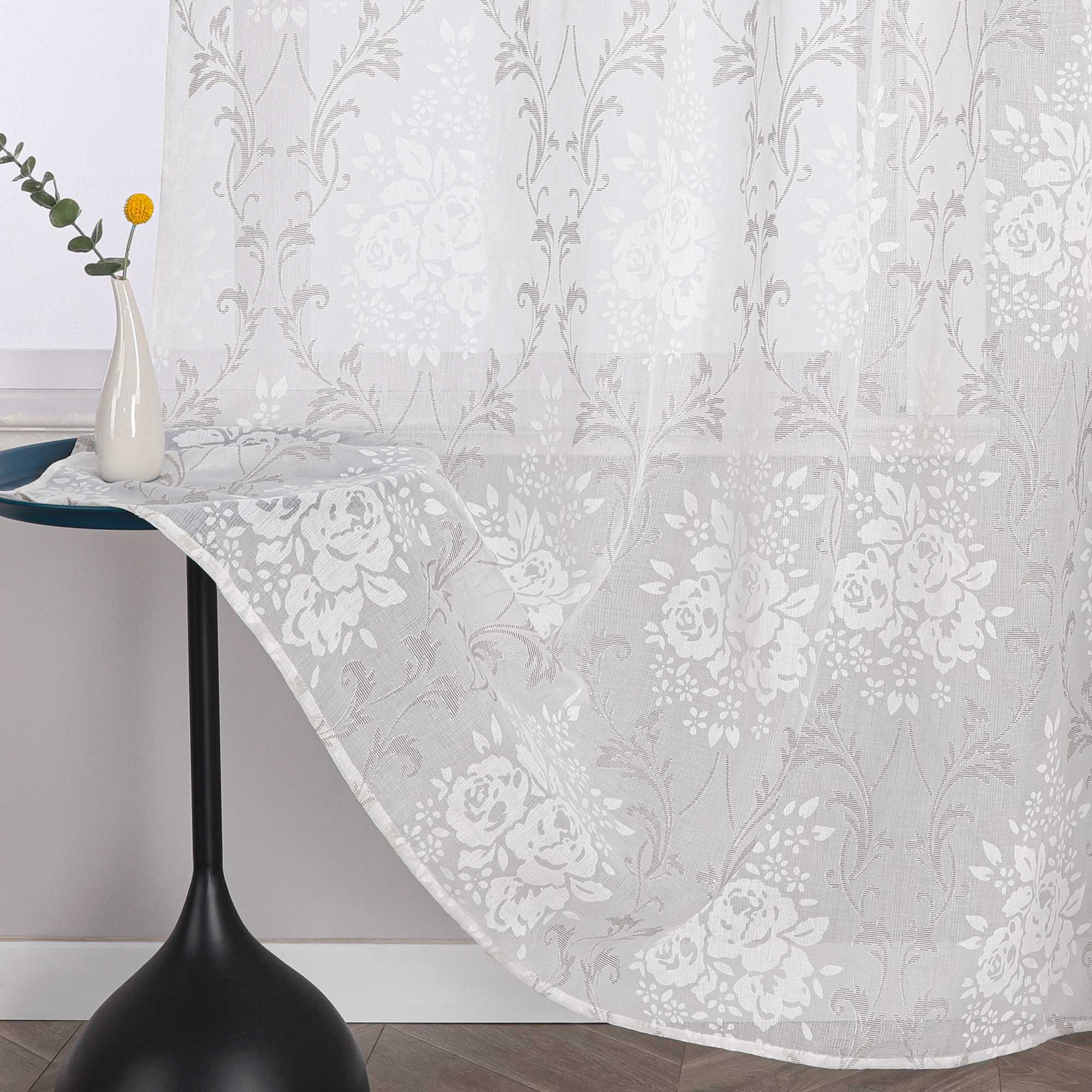 Elegante Transparente Gardinen mit Rankenmuster Ösenschal 1 stück - Joyswahl