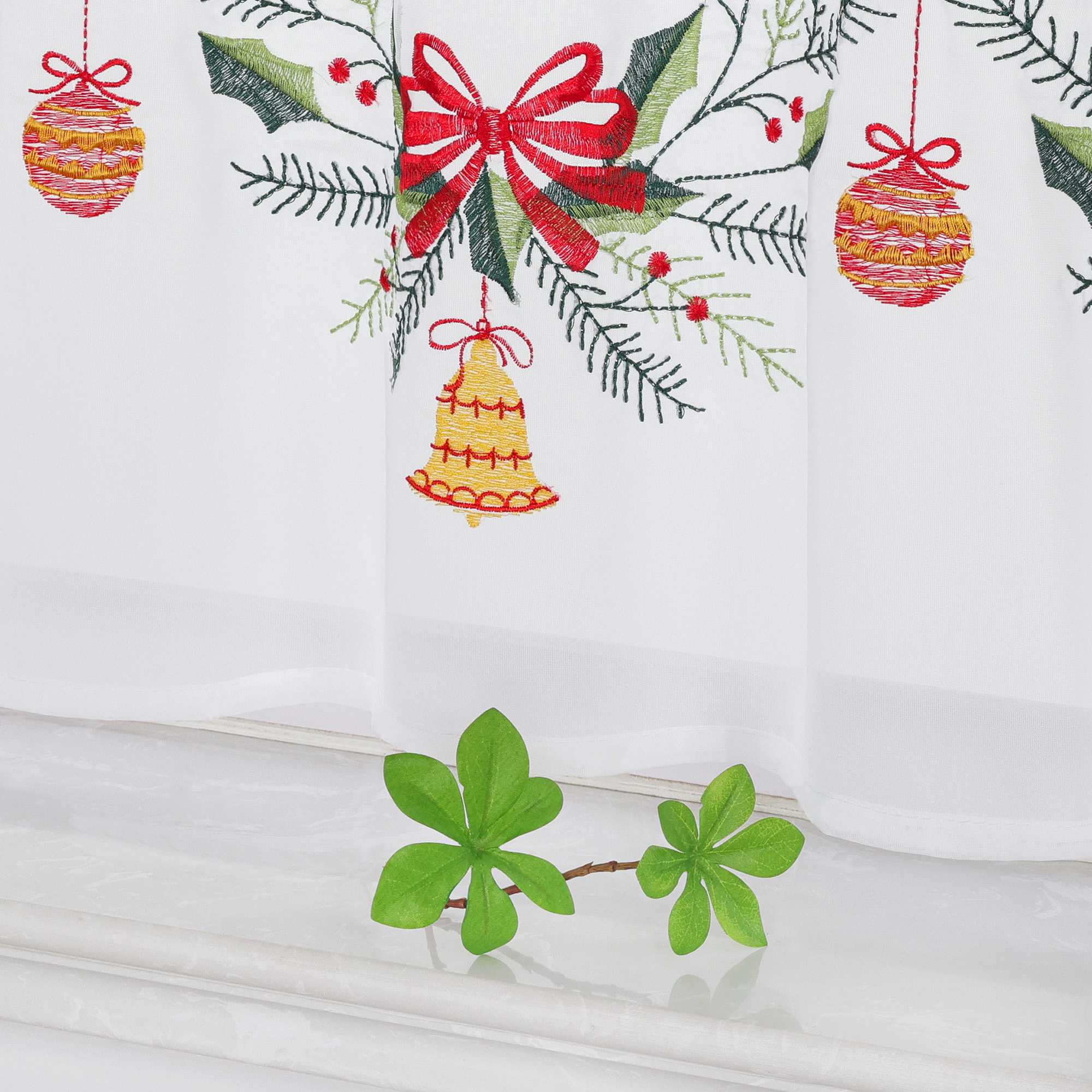 Scheibengardine Transparent mit Weihnachtsglocken