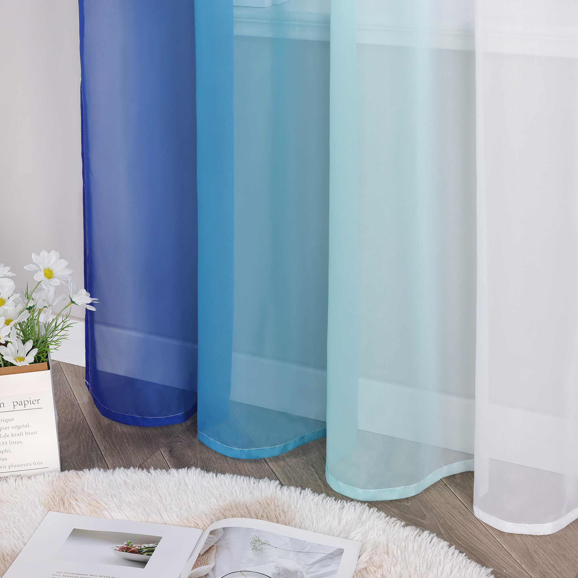 Transparente Vorhänge mit Farbverlauf 2er Set - Joyswahl