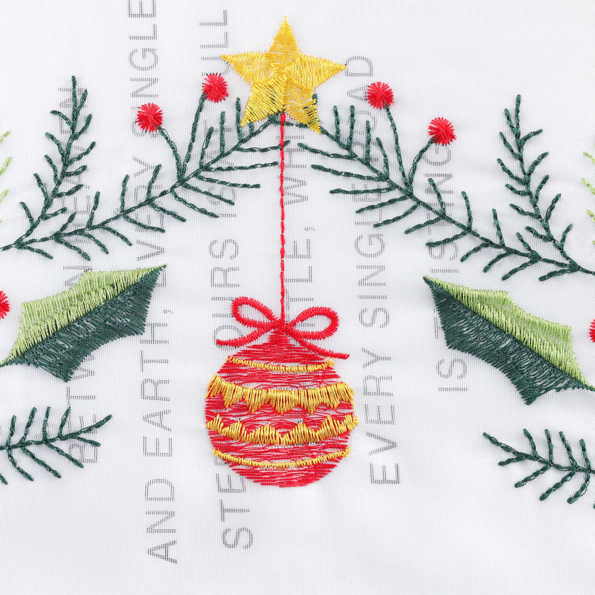 Scheibengardine Transparent mit Weihnachtsglocken