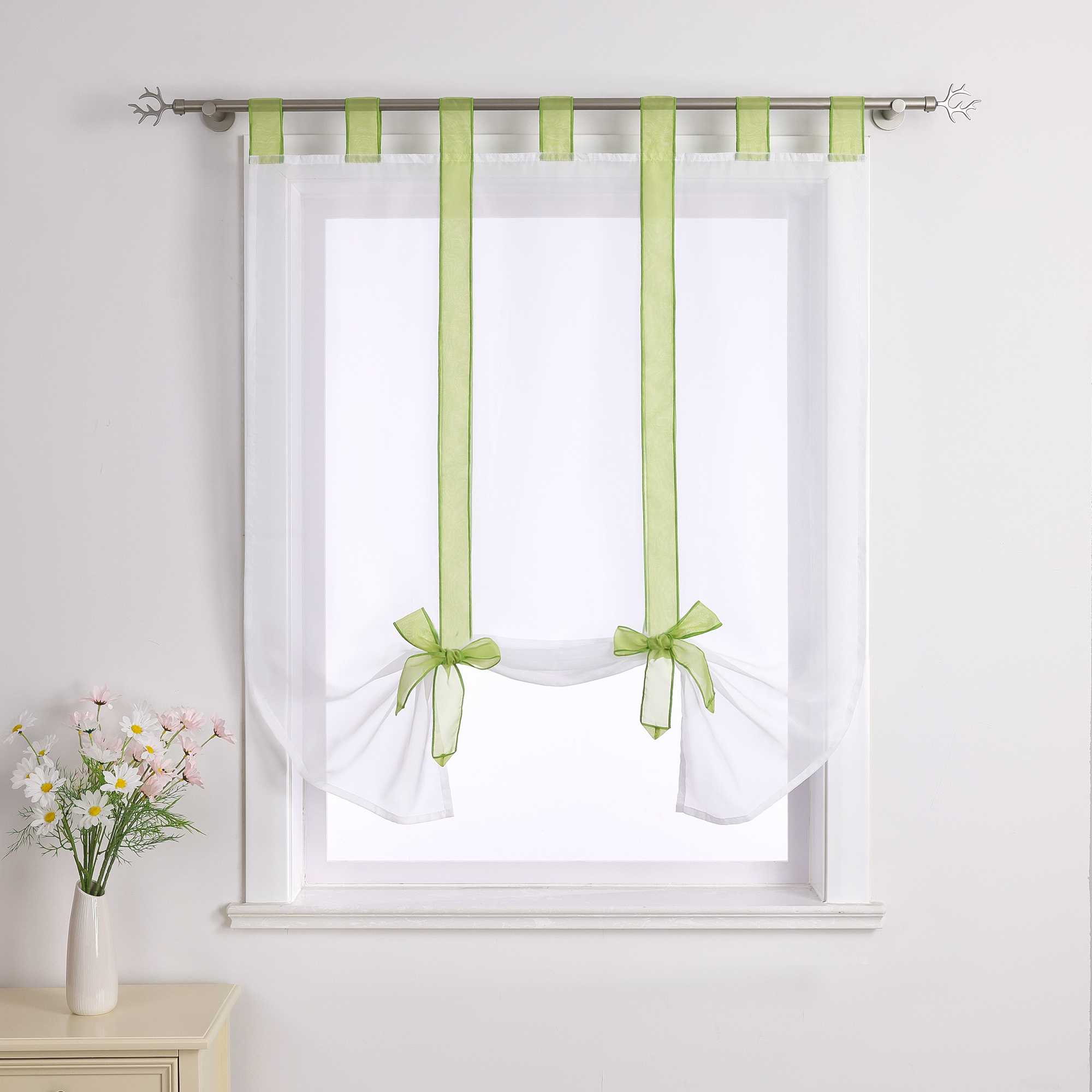 Rollos Schlaufengardine mit Schleifendesign transparent hochziehbar Fensterdeko 1 Stück - Joyswahl