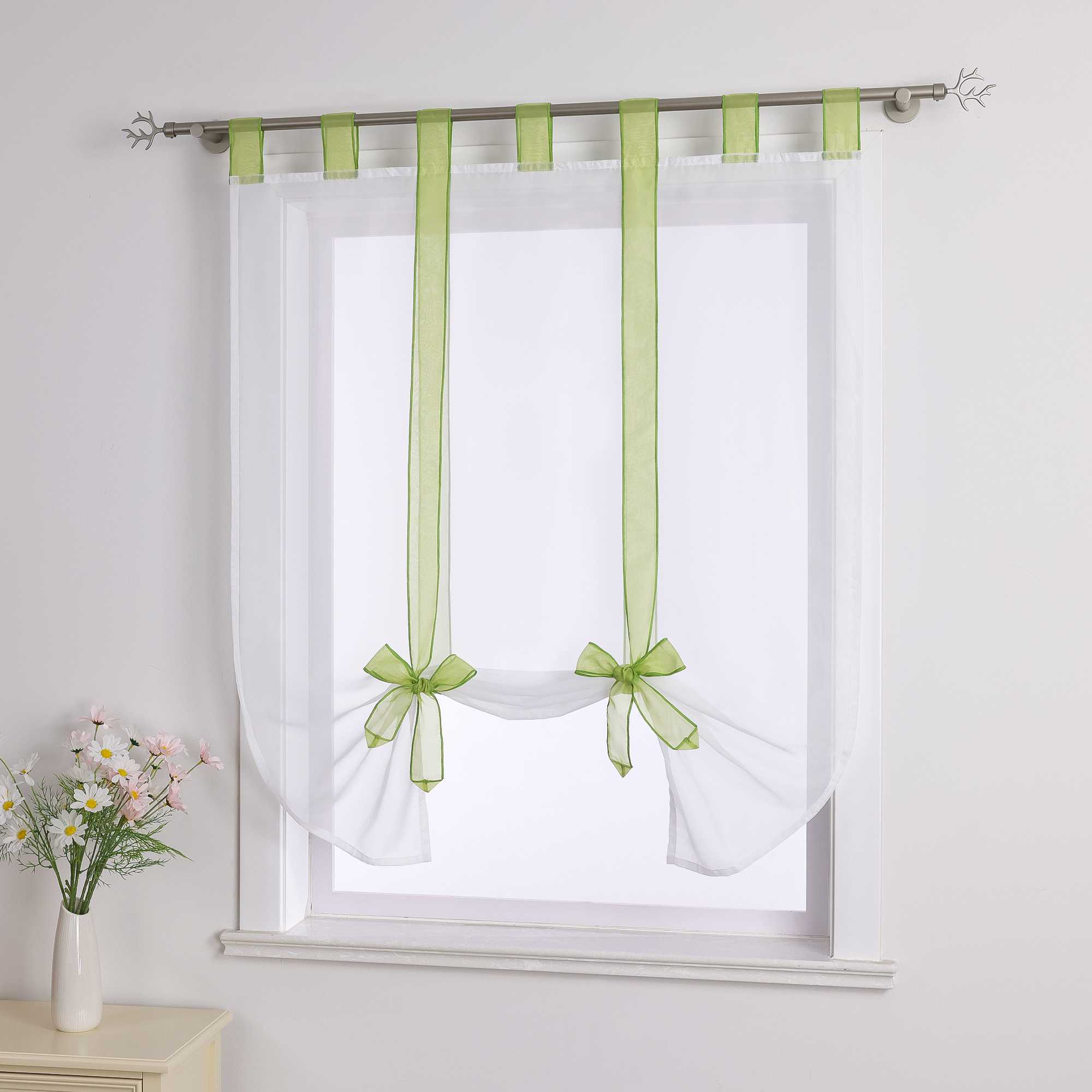 Rollos Schlaufengardine mit Schleifendesign transparent hochziehbar Fensterdeko 1 Stück - Joyswahl