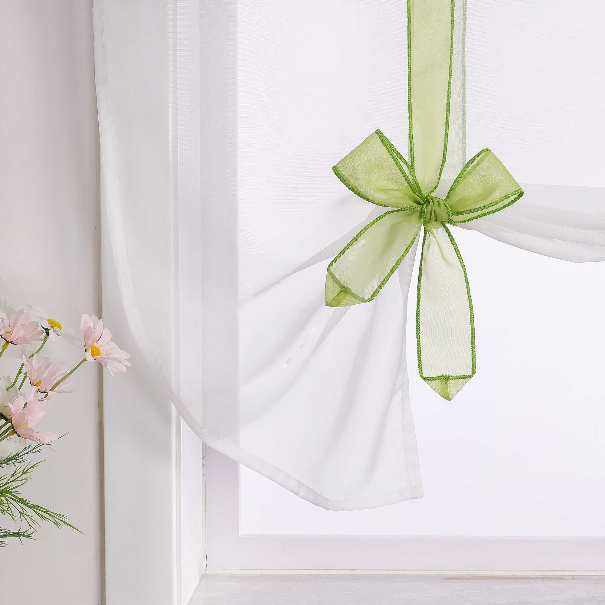 Rollos Schlaufengardine mit Schleifendesign transparent hochziehbar Fensterdeko 1 Stück - Joyswahl