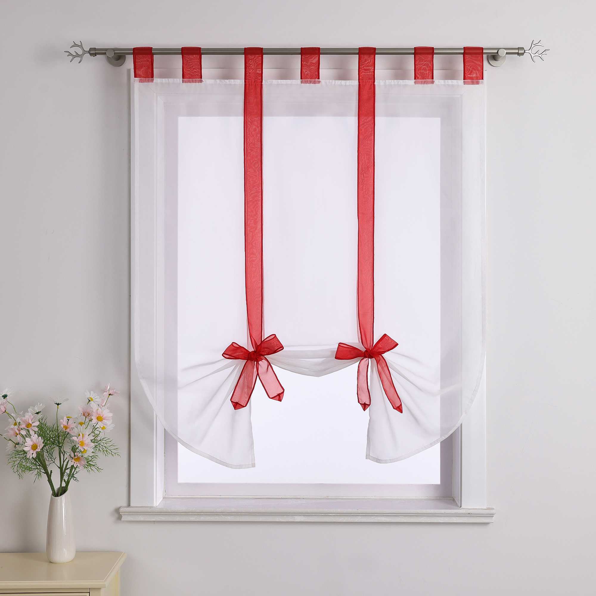 Rollos Schlaufengardine mit Schleifendesign transparent hochziehbar Fensterdeko 1 Stück - Joyswahl