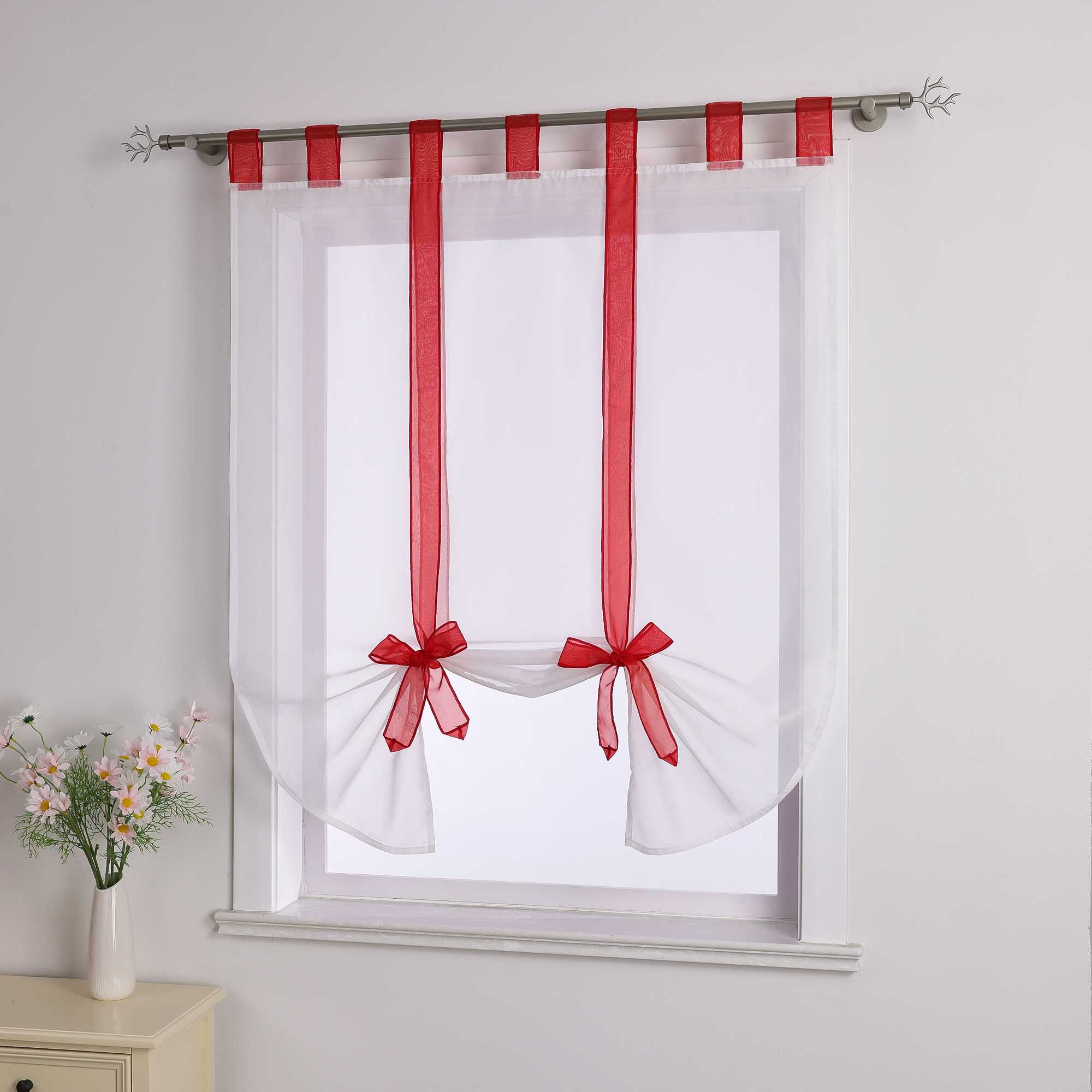 Rollos Schlaufengardine mit Schleifendesign transparent hochziehbar Fensterdeko 1 Stück - Joyswahl