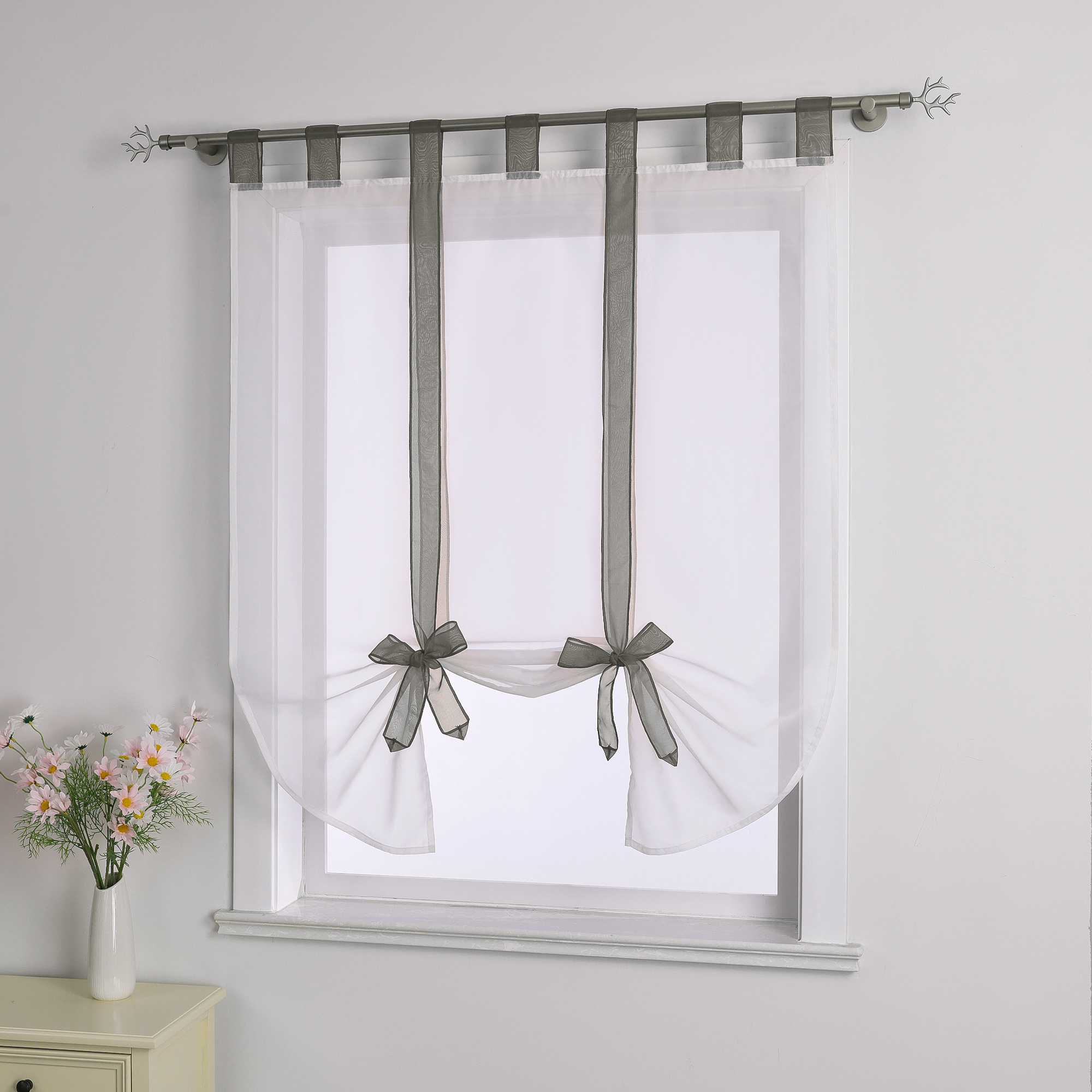 Rollos Schlaufengardine mit Schleifendesign transparent hochziehbar Fensterdeko 1 Stück - Joyswahl