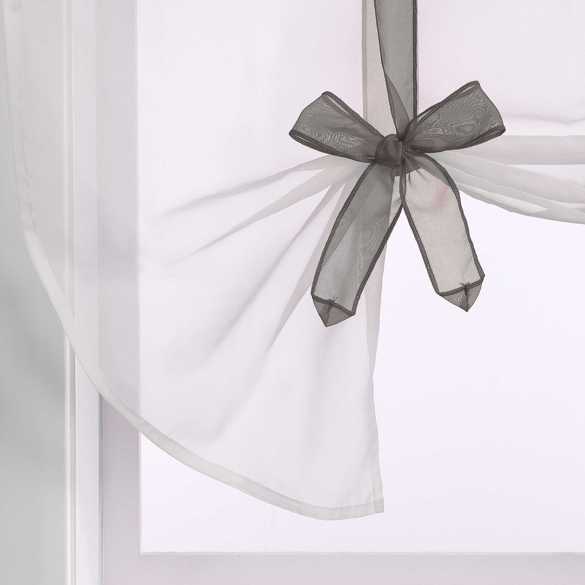 Rollos Schlaufengardine mit Schleifendesign transparent hochziehbar Fensterdeko 1 Stück - Joyswahl