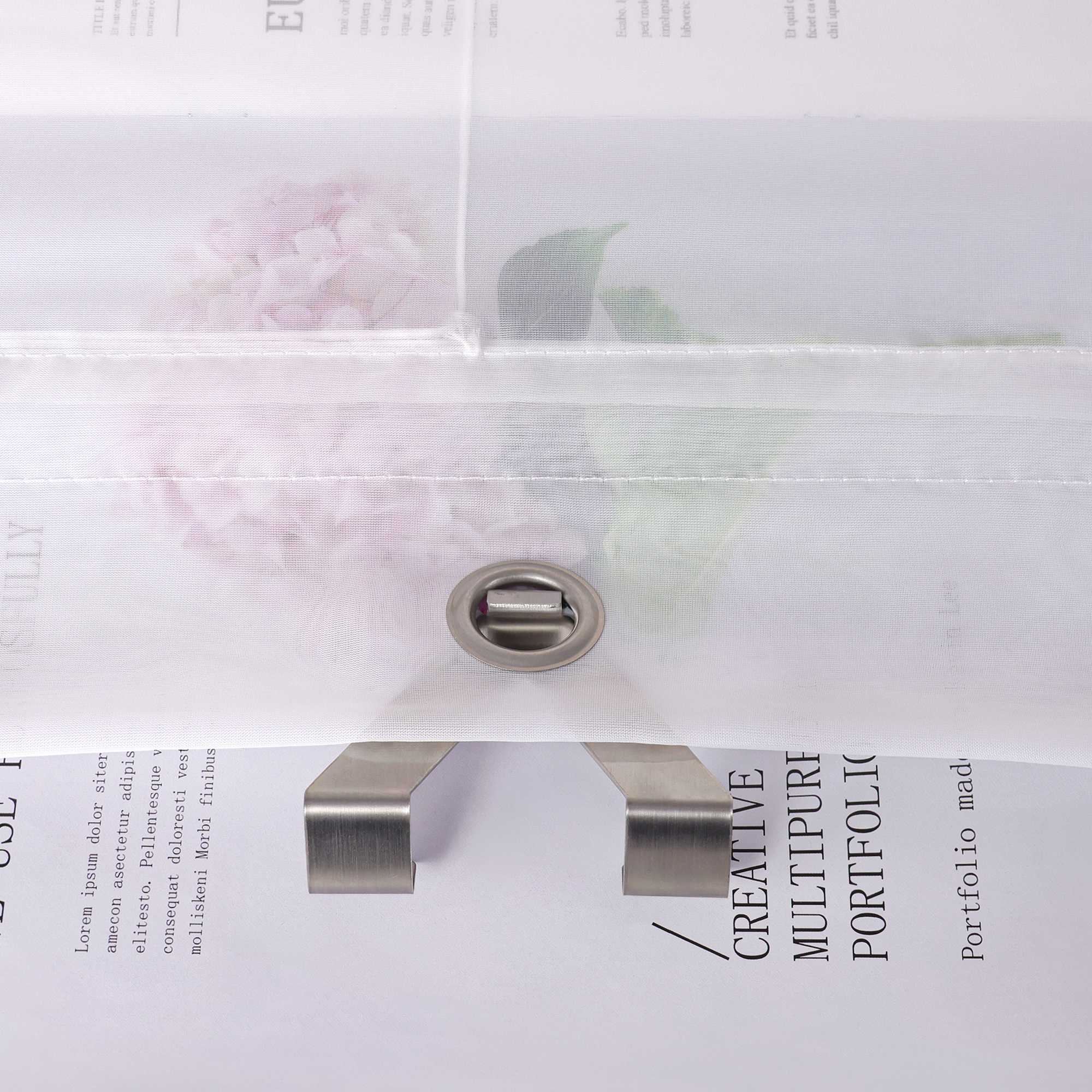 Raffrollo Voile Raffgardinen mit Schlaufen Küche Fenster Vorhänge mit Blumenmuster Stickerei Transparent Weiß 1 Stück - Joyswahl