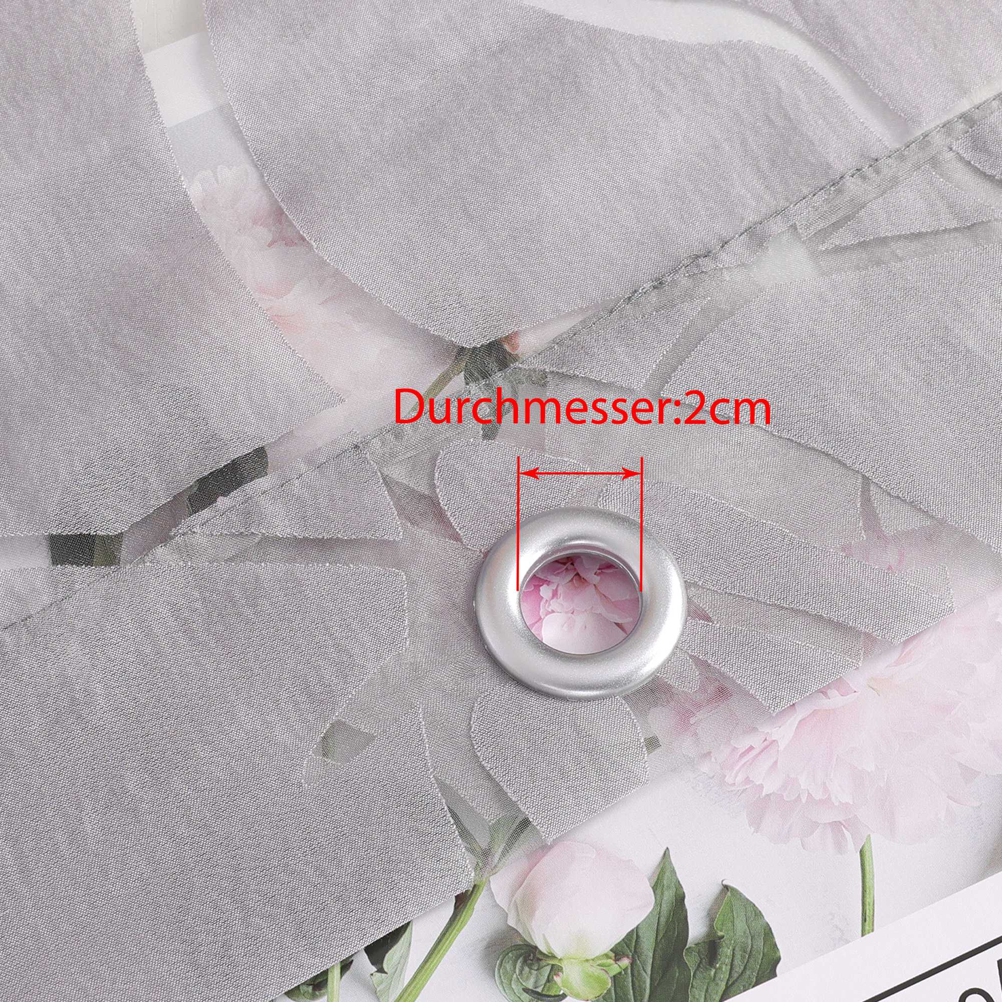 Scheibengardine Ösenschal mit Zweigmuster Kurzgardine transparent lichtdurchlässig 1 Stück - Joyswahl