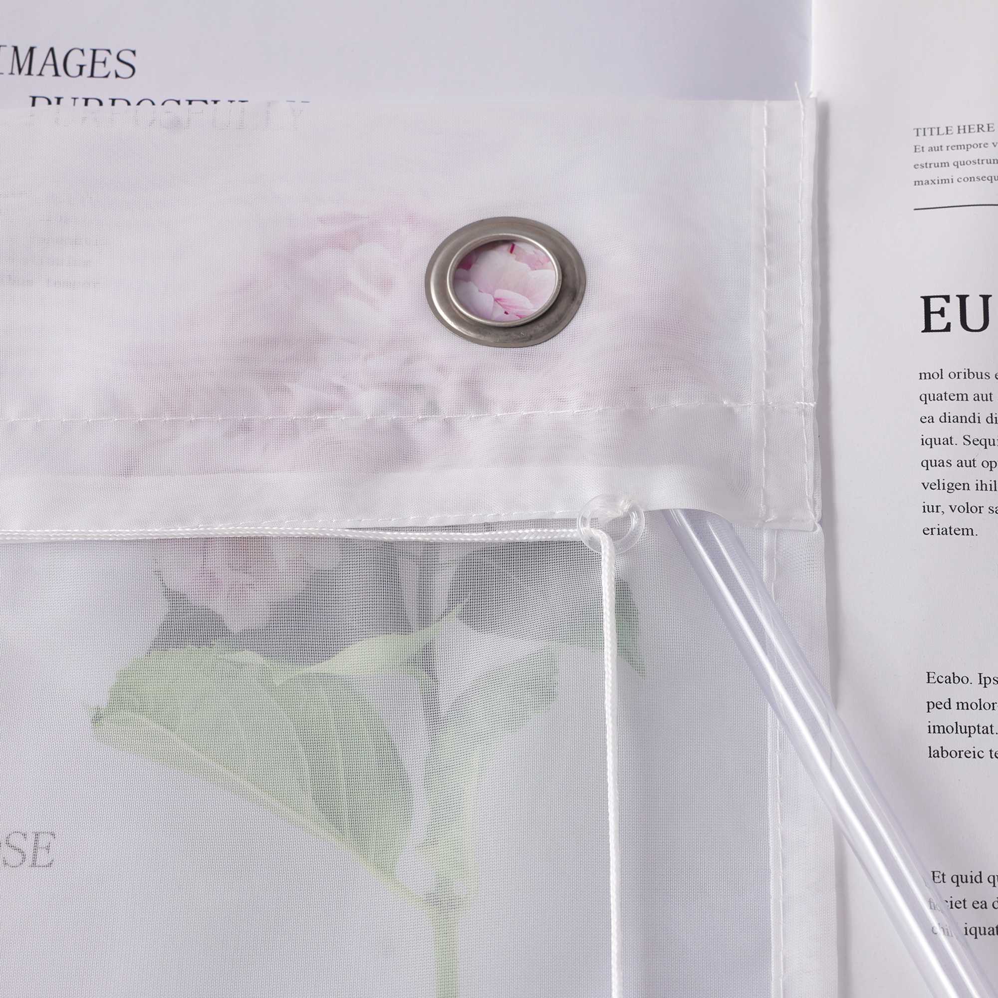 Raffrollo Voile Raffgardinen mit Schlaufen Küche Fenster Vorhänge mit Blumenmuster Stickerei Transparent Weiß 1 Stück - Joyswahl