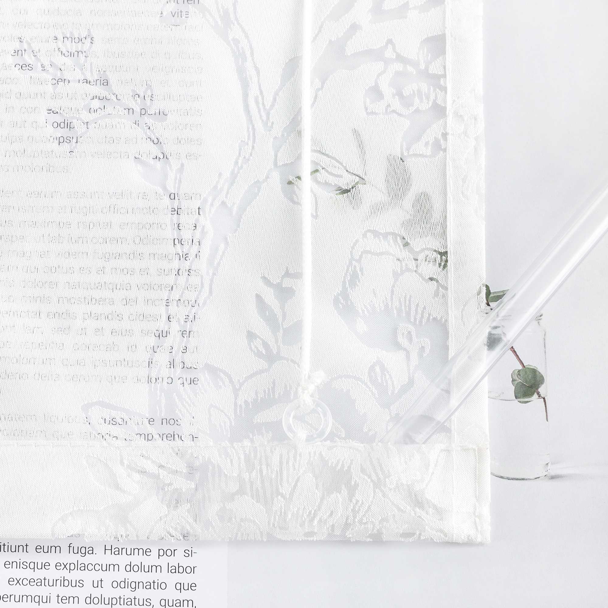 Rollo Transparent mit Rosenmuster und U-Haken - Joyswahl