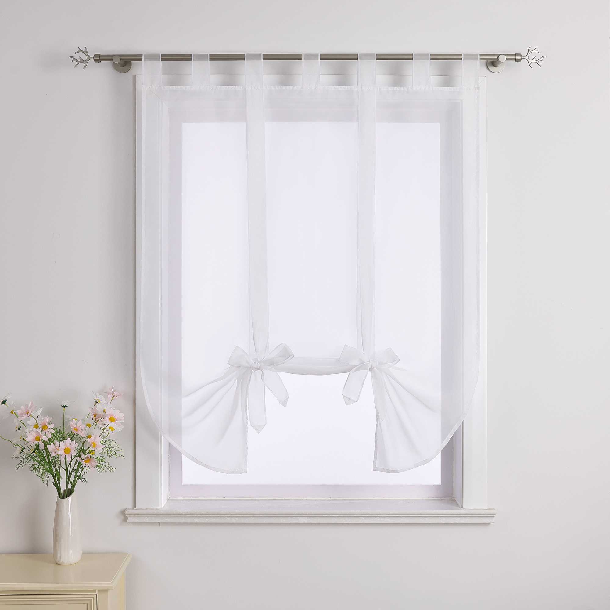 Rollos Schlaufengardine mit Schleifendesign transparent hochziehbar Fensterdeko 1 Stück - Joyswahl