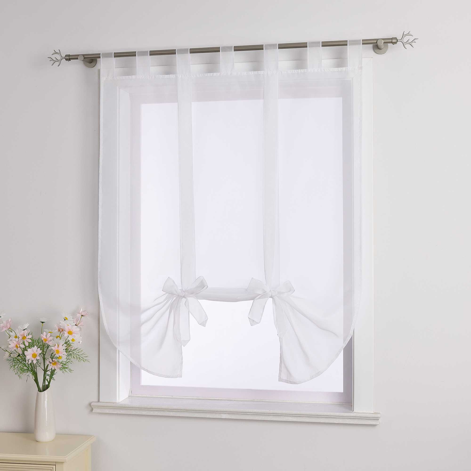 Rollos Schlaufengardine mit Schleifendesign transparent hochziehbar Fensterdeko 1 Stück - Joyswahl
