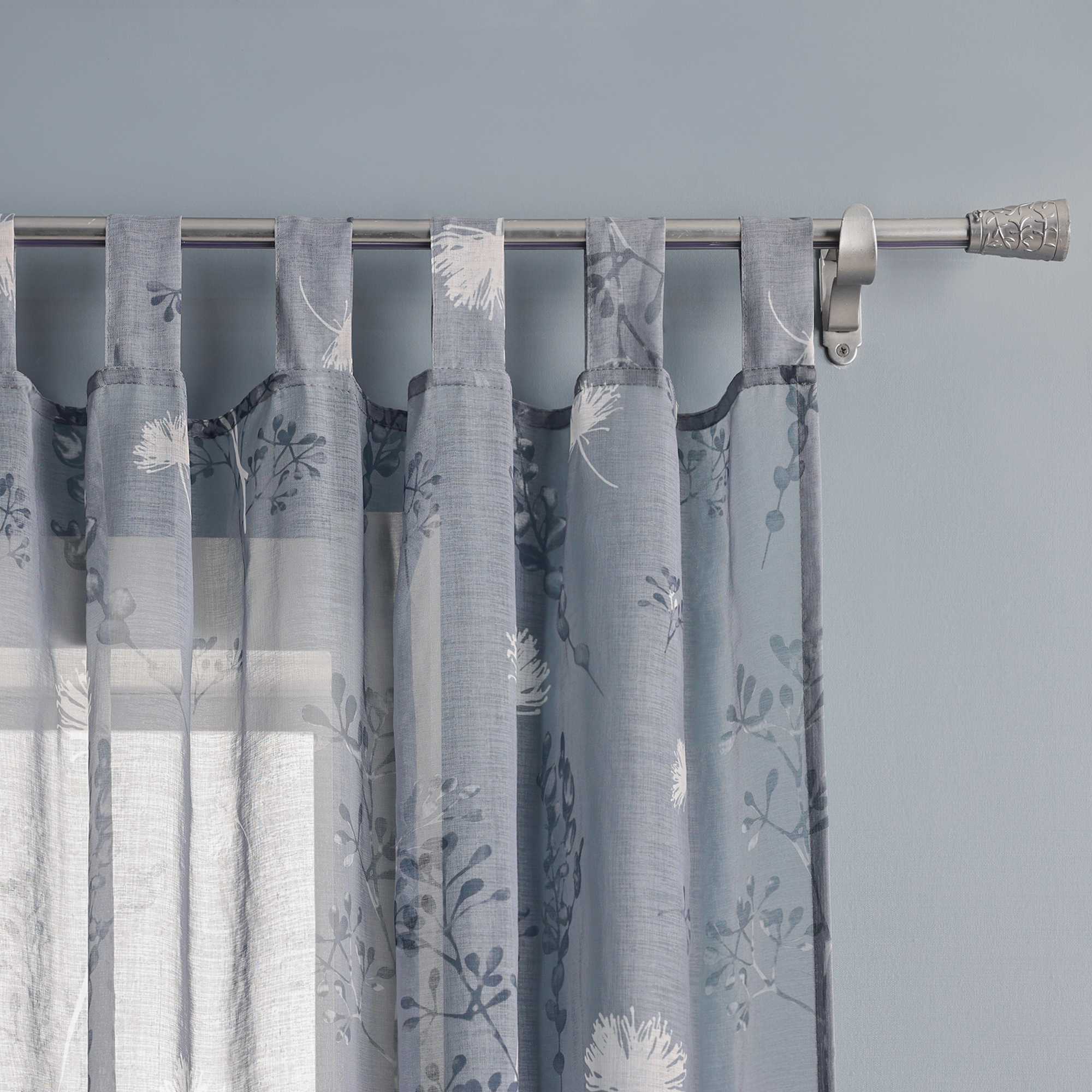 Vorhang mit Schlaufen modern Voile Gardine mit botanischen Mustern Vorhänge Transparent Schlafzimmer Wohnzimmer 1 Stück - Joyswahl