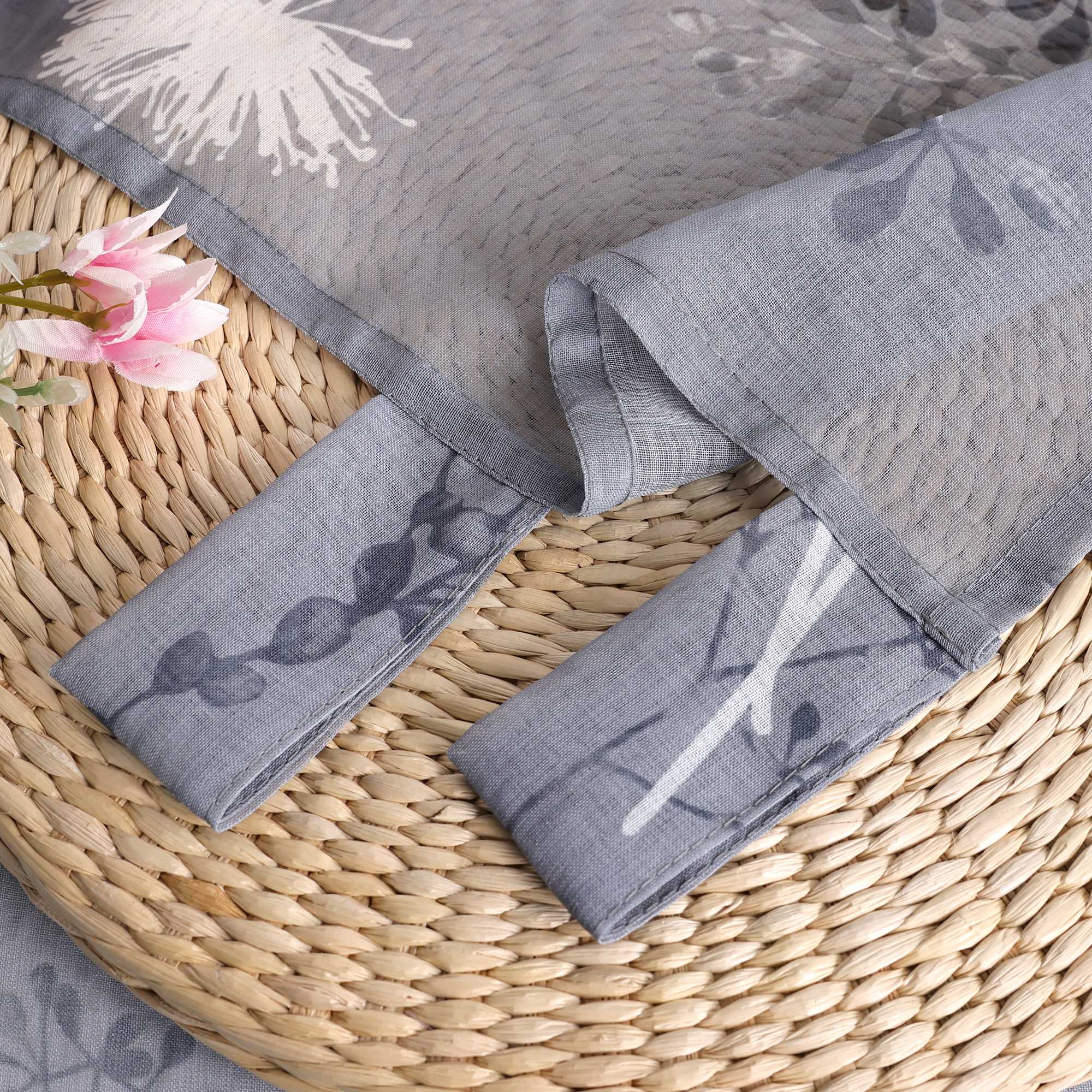 Vorhang mit Schlaufen modern Voile Gardine mit botanischen Mustern Vorhänge Transparent Schlafzimmer Wohnzimmer 1 Stück - Joyswahl