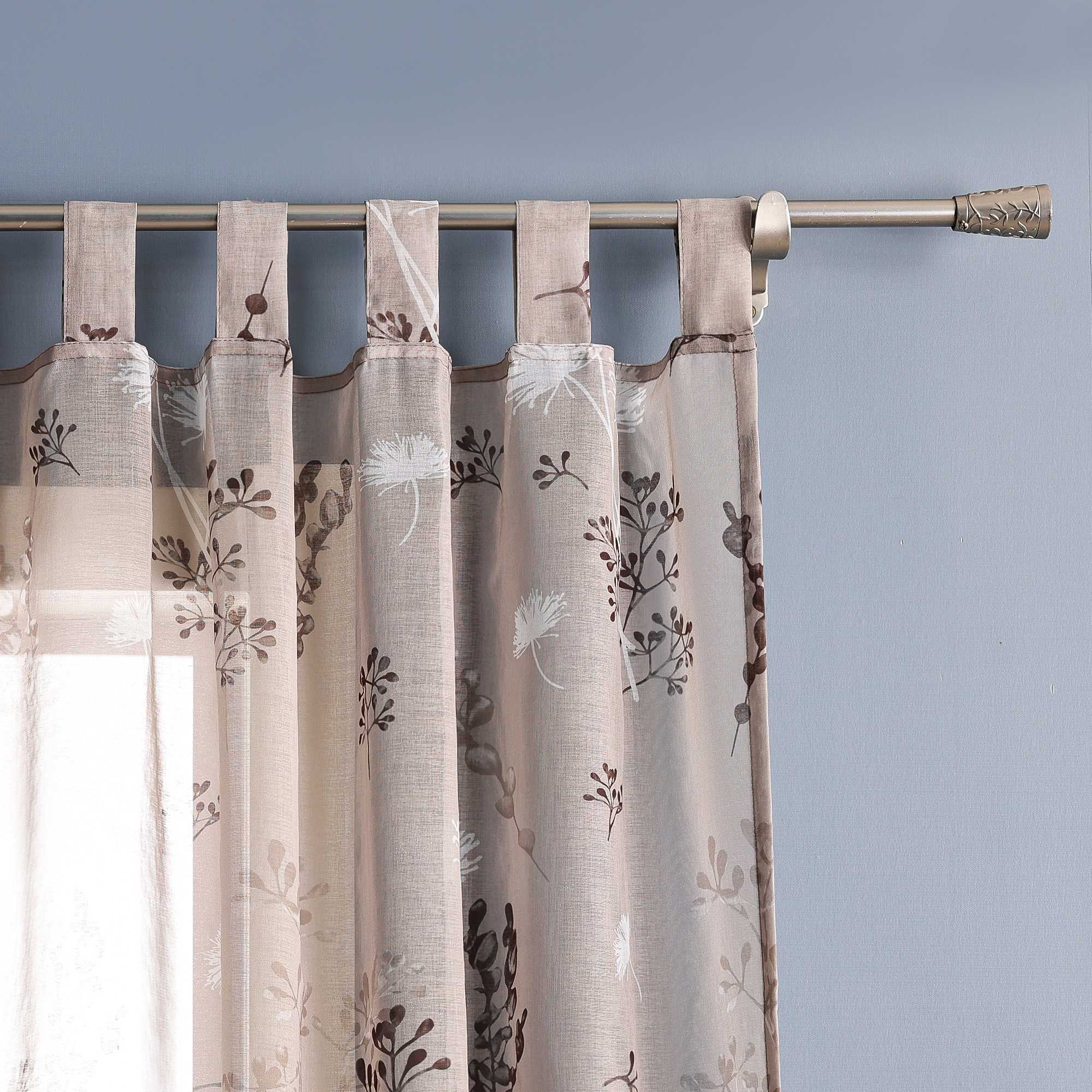 Vorhang mit Schlaufen modern Voile Gardine mit botanischen Mustern Vorhänge Transparent Schlafzimmer Wohnzimmer 1 Stück - Joyswahl