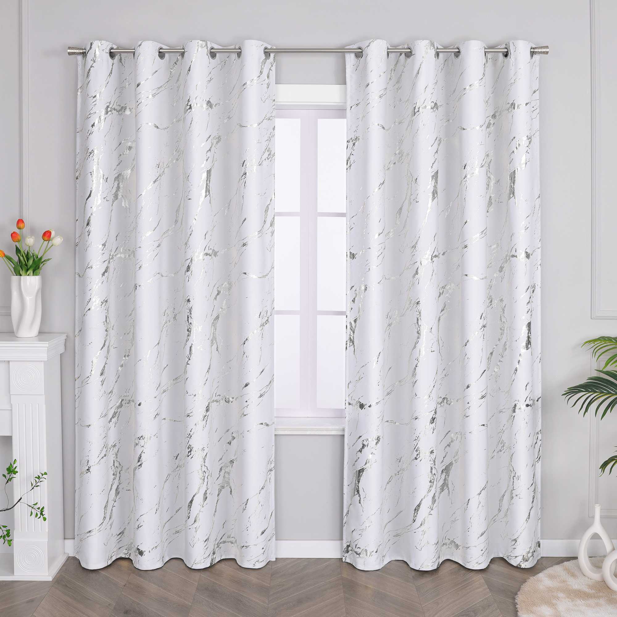 Verdunkelungsvorhang mit Marmor-Optik luxuriöser Fensterschal Wohnzimmer 1 Stück - Joyswahl