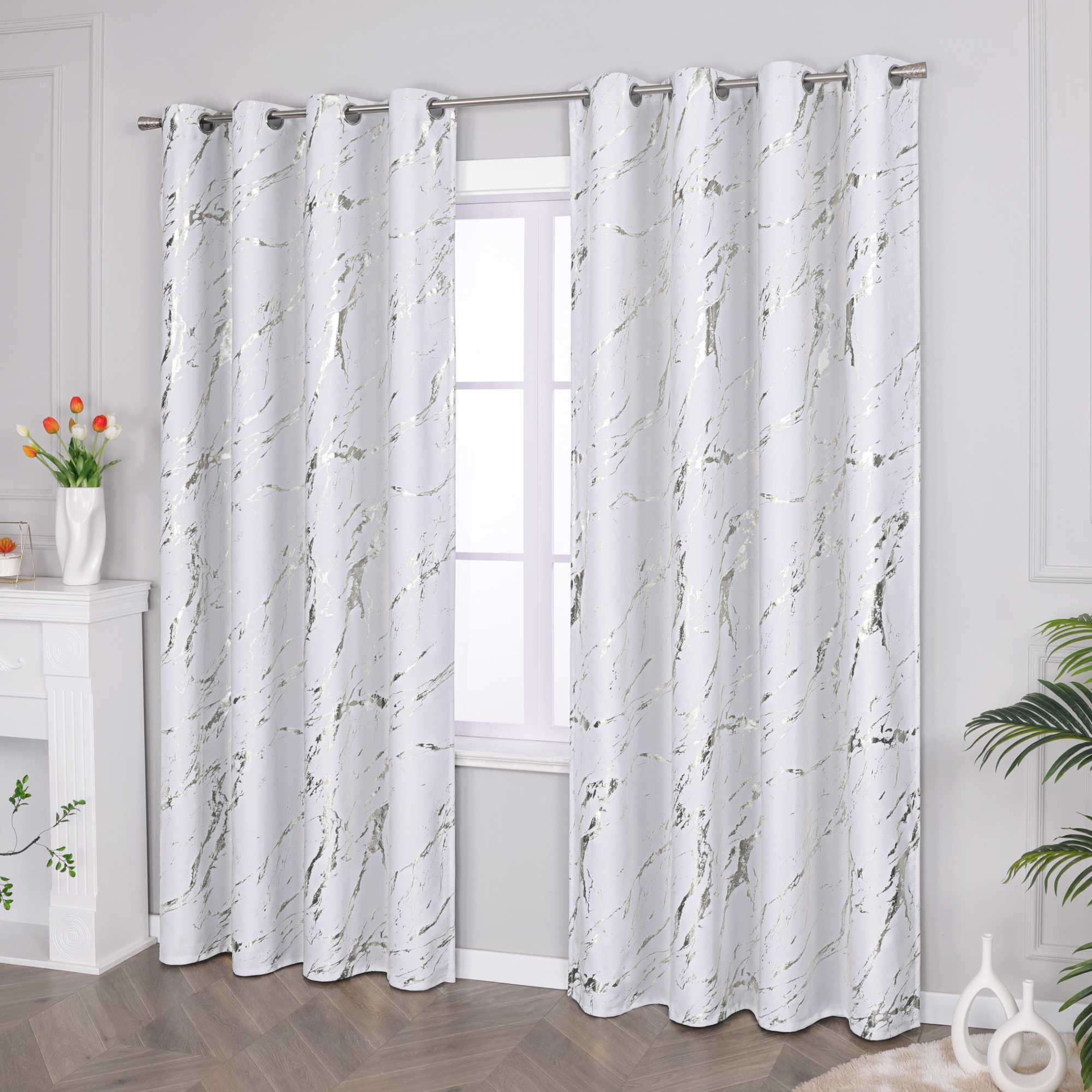 Verdunkelungsvorhang mit Marmor-Optik luxuriöser Fensterschal Wohnzimmer 1 Stück - Joyswahl