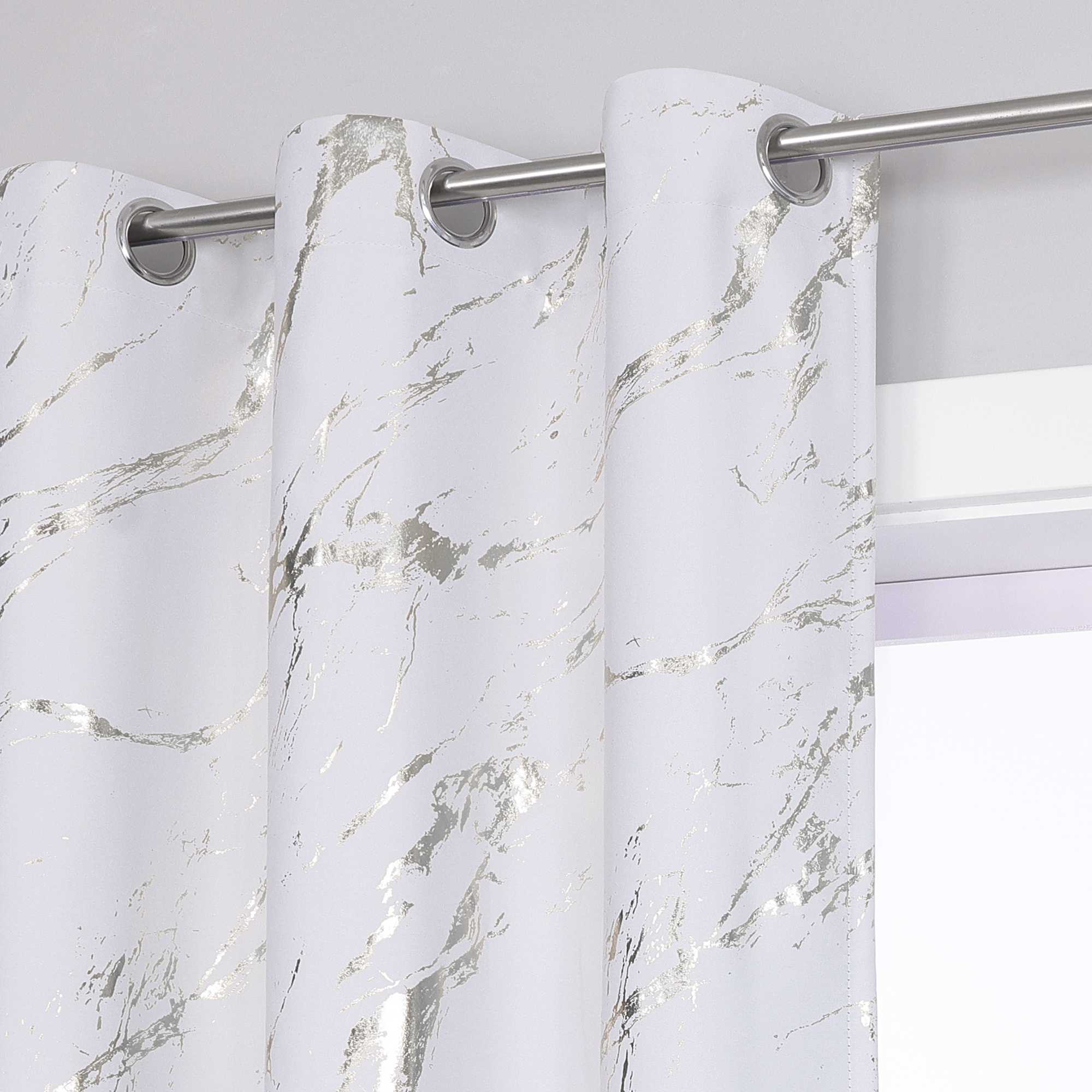 Verdunkelungsvorhang mit Marmor-Optik luxuriöser Fensterschal Wohnzimmer 1 Stück - Joyswahl