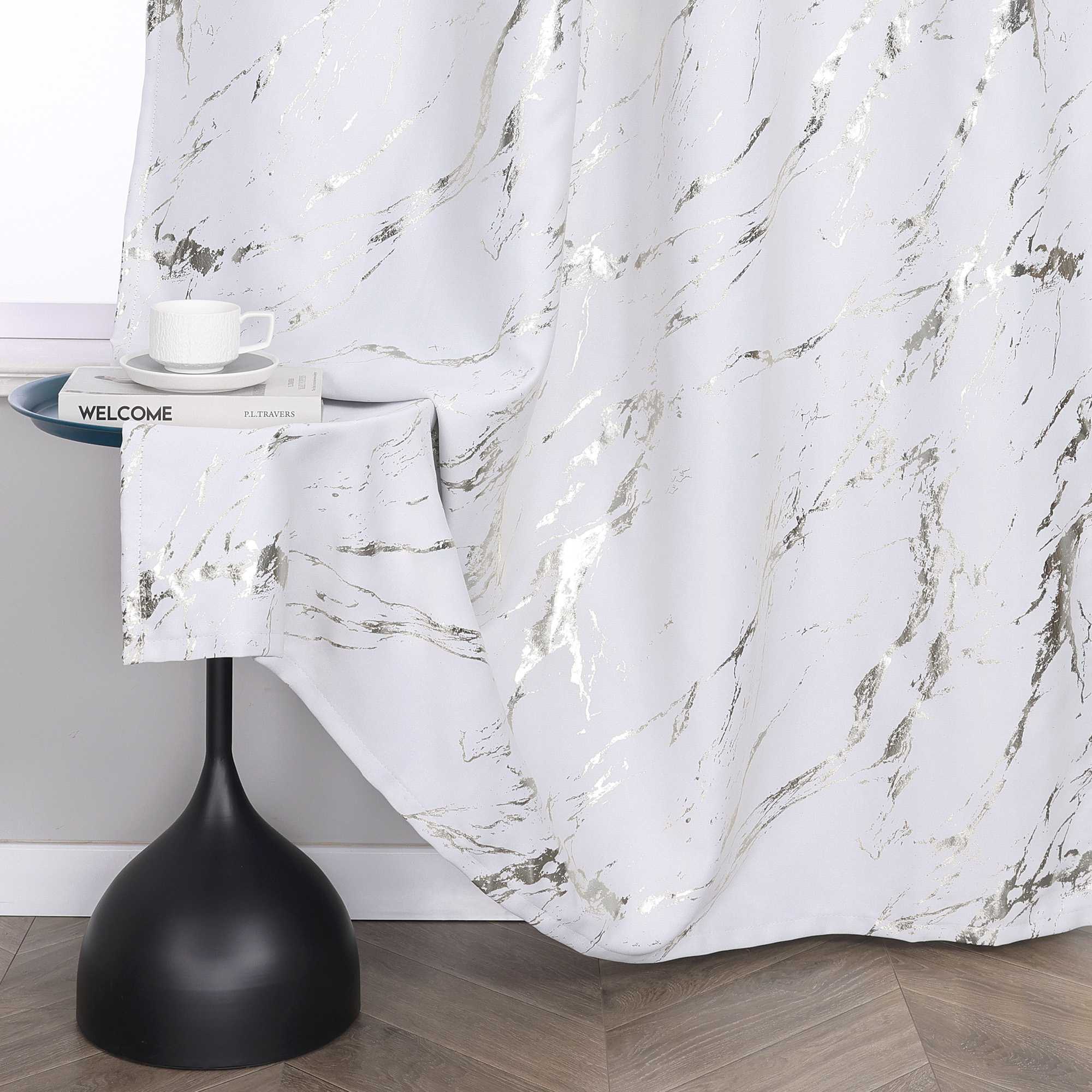 Verdunkelungsvorhang mit Marmor-Optik luxuriöser Fensterschal Wohnzimmer 1 Stück - Joyswahl