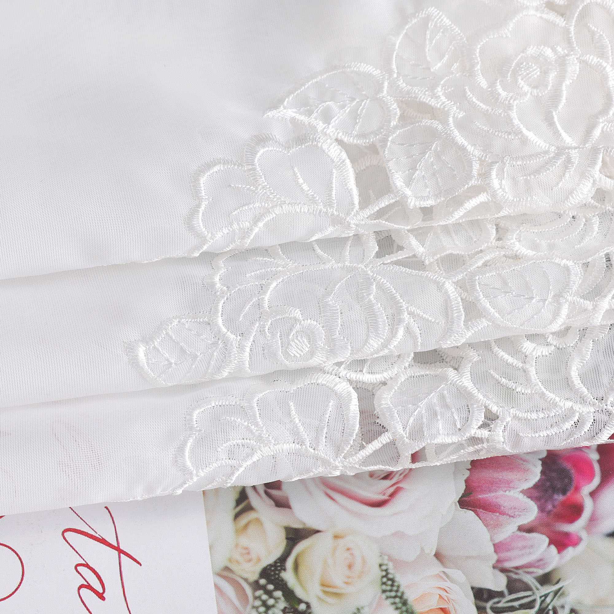 Delien Romantischer Spitzenvorhang mit filigranen Blumendesigns und Stangendurchzug - Joyswahl