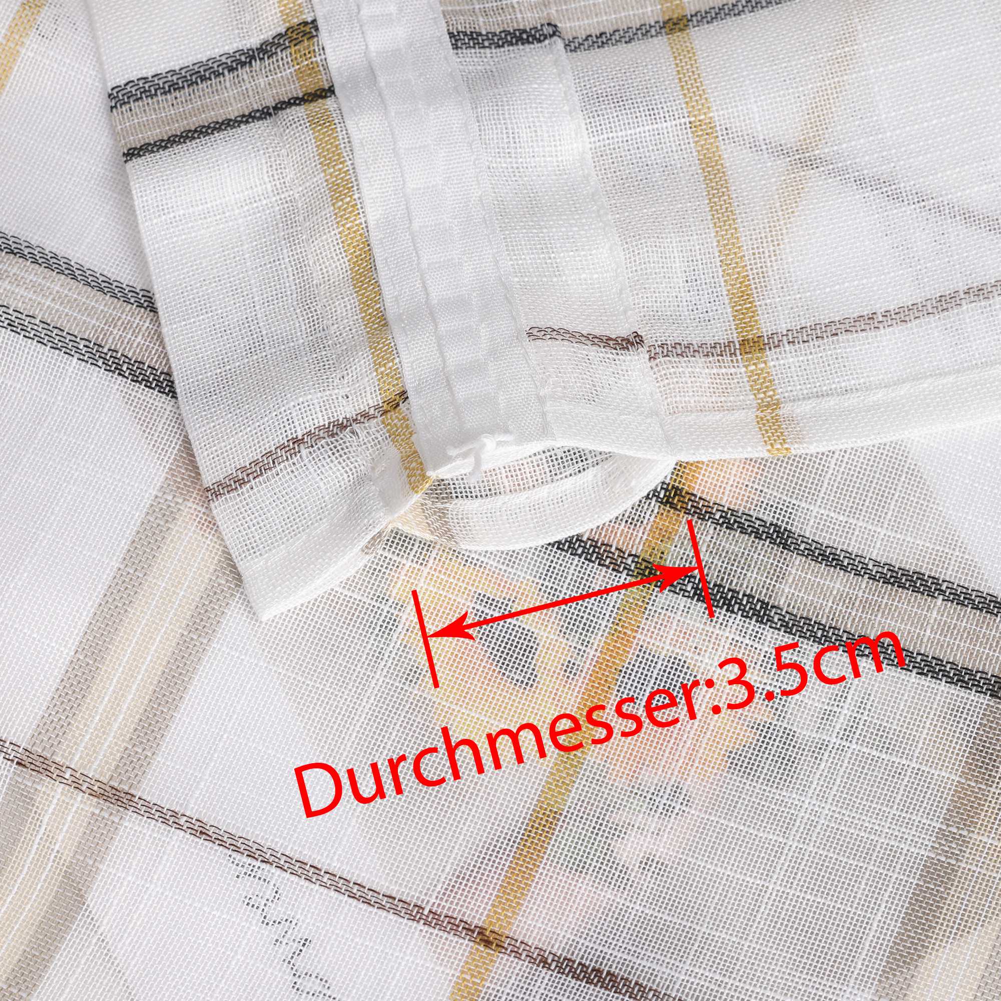 Leinen Gardinen kurz mit modernem Karomuster halbtransparent 2er Set - Joyswahl