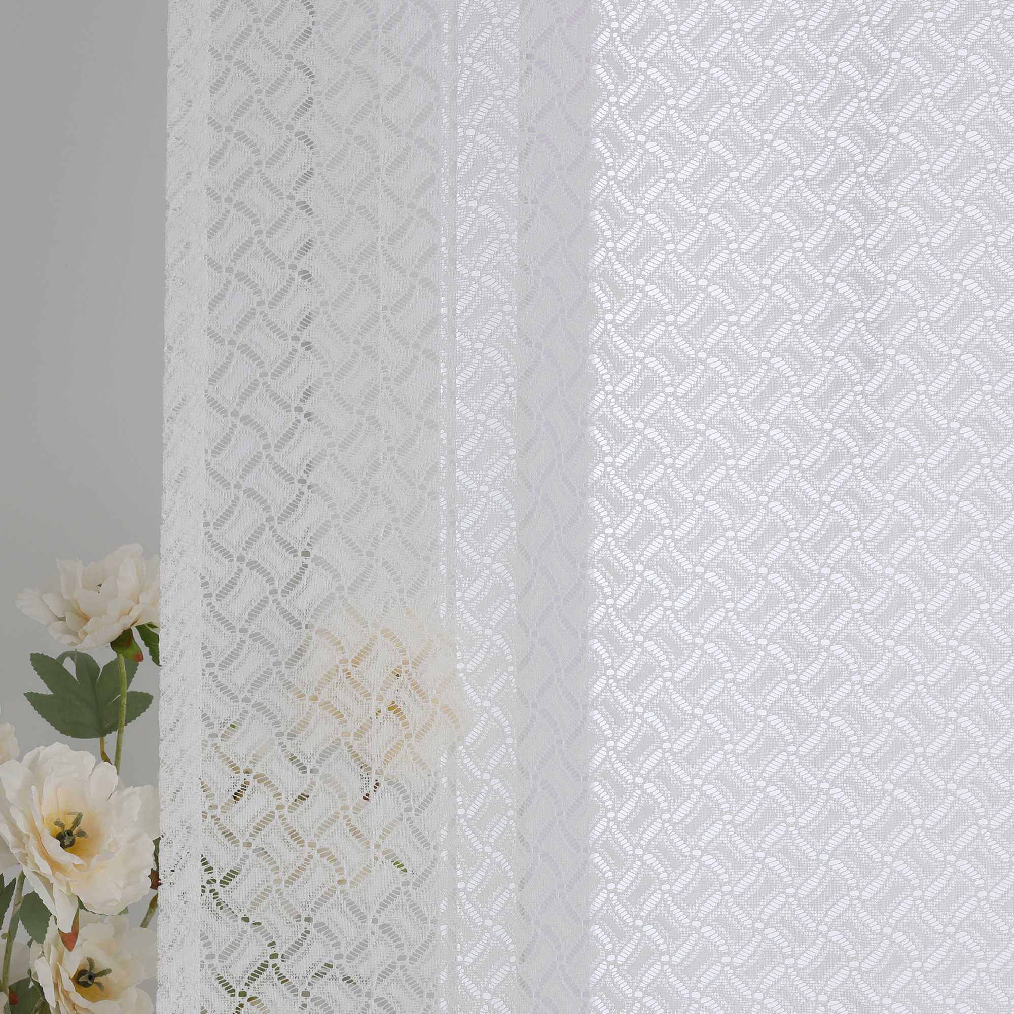 Raffrollo mit V-Schlaufen Voile Raffgardinen Schlaufenrollo mit hohlen Mustern Jacquard Transparent - Joyswahl