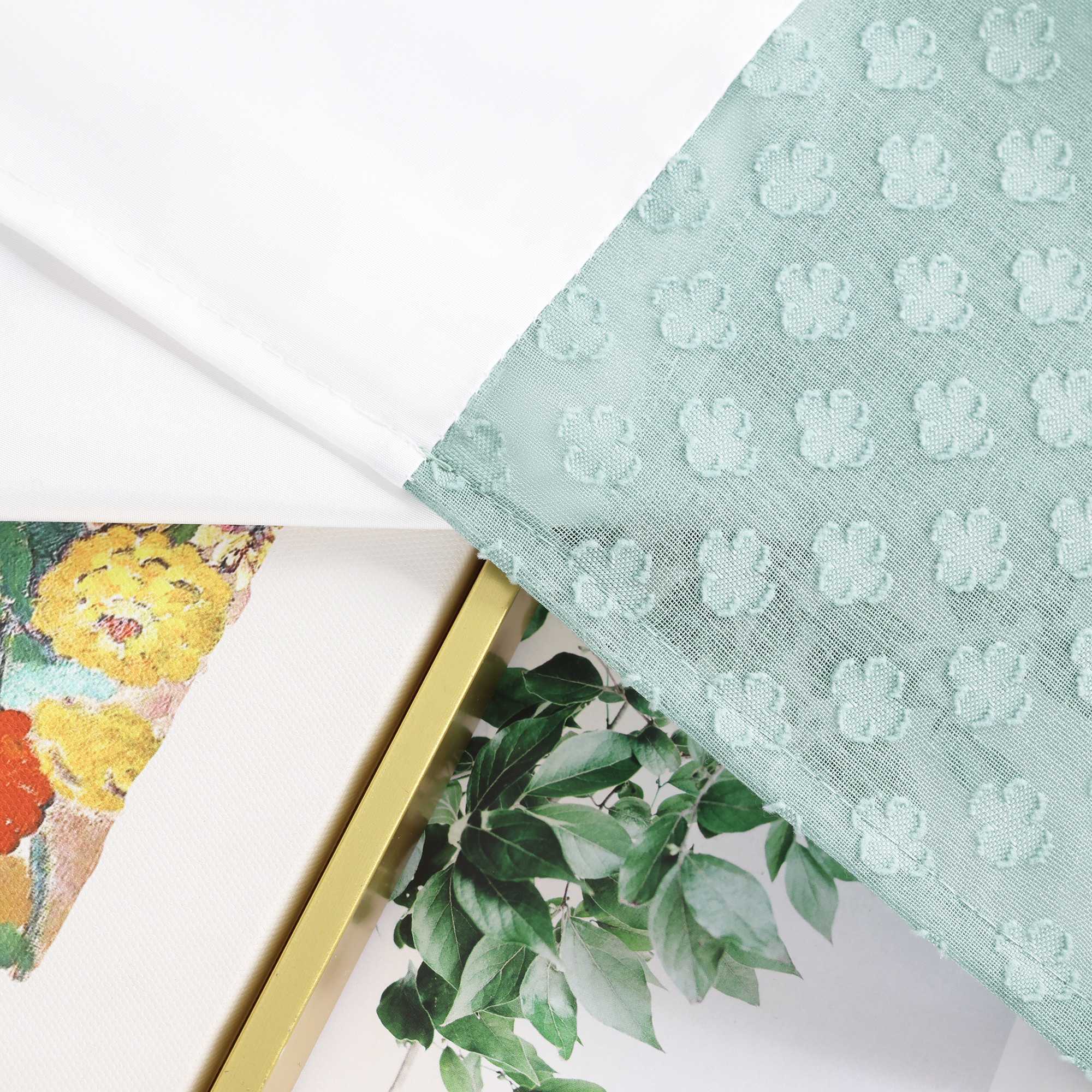 Scheibengardine im Patchwork-Stil mit Kleeblatt-Muster, 2 Stücke, mit Taschenrod-Design