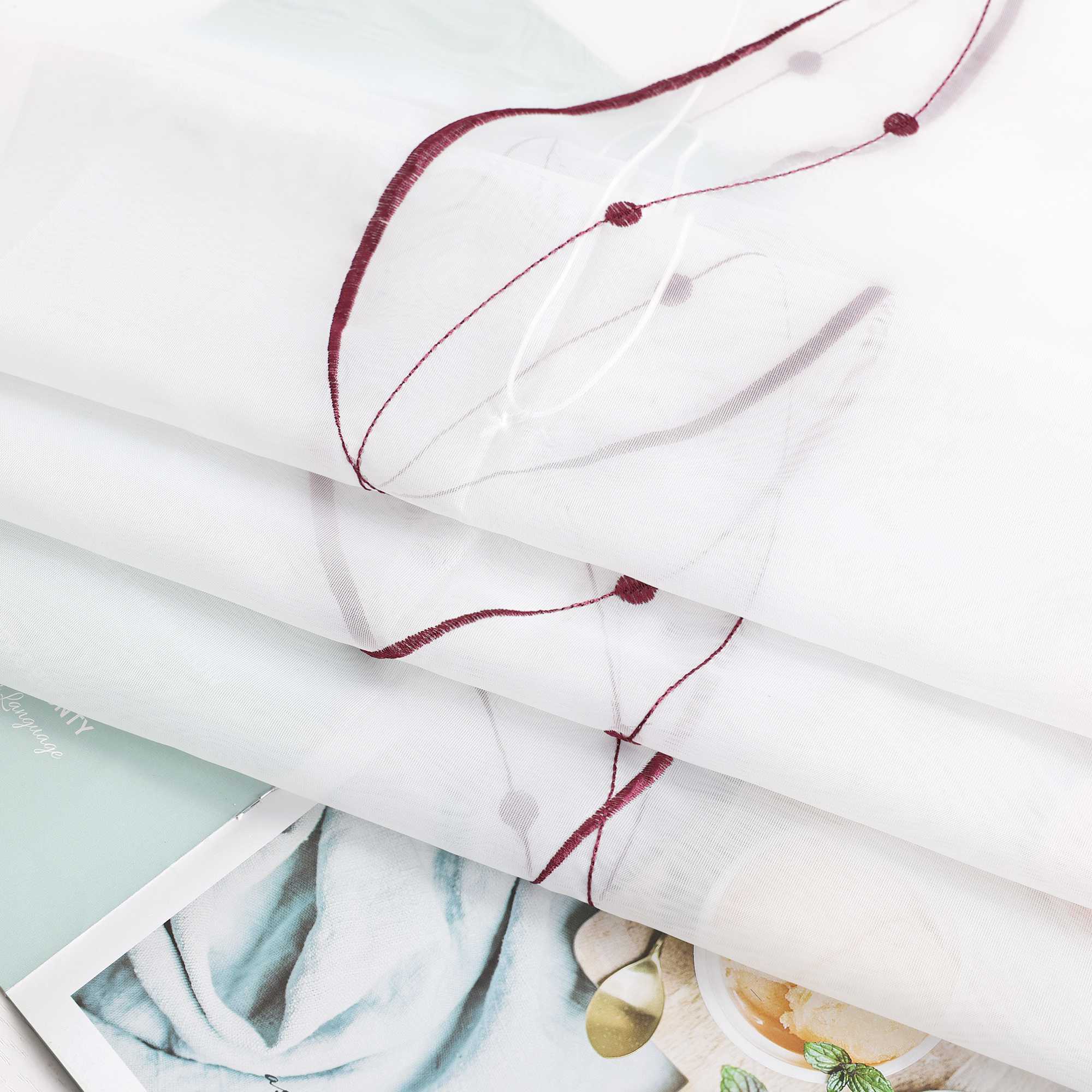 Rollos ohne Bohren Weiß Raffgardine mit Ösen Transparent Gardinen mit U-Haken Ösenrollo Modern Bestickt 1 Stück - Joyswahl