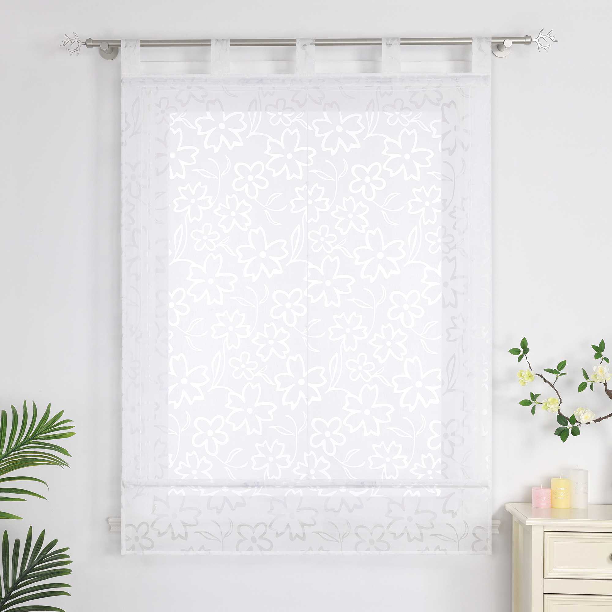 Delien rollos mit schlaufen transparent mit Blumenmuster wohnzimmer gardinen für Fenster innen - Joyswahl