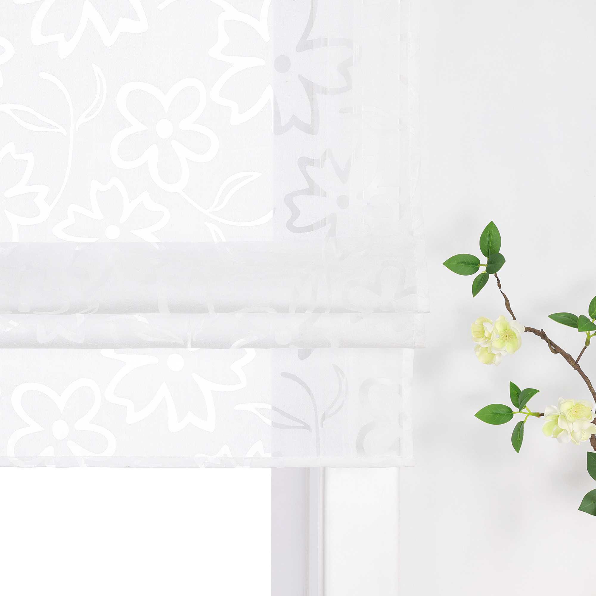 Delien rollos mit schlaufen transparent mit Blumenmuster wohnzimmer gardinen für Fenster innen - Joyswahl