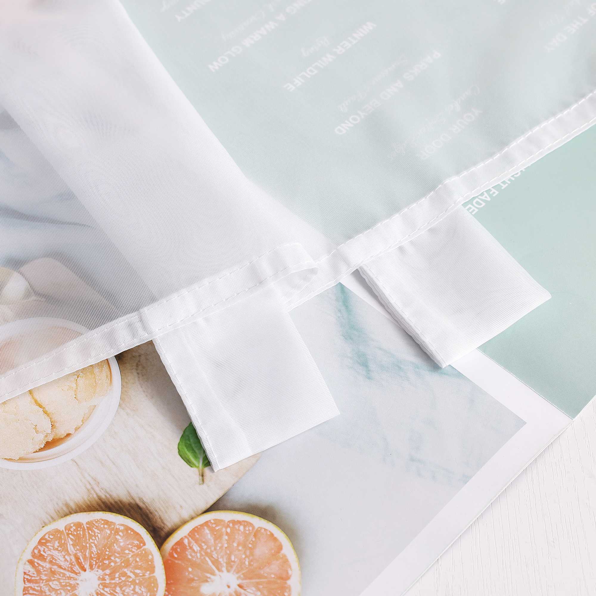 Scheibengardinen Bistrogardine Schlaufen Küche Gardinen Landhausstil Transparent Kurzstores mit kleiner Gänseblümchen-Stickerei - Joyswahl