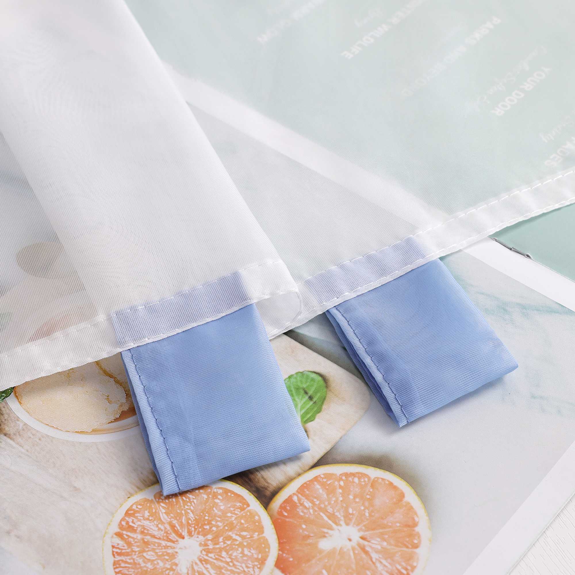 Scheibengardinen Bistrogardine Schlaufen Küche Gardinen Landhausstil Transparent Kurzstores mit kleiner Gänseblümchen-Stickerei - Joyswahl