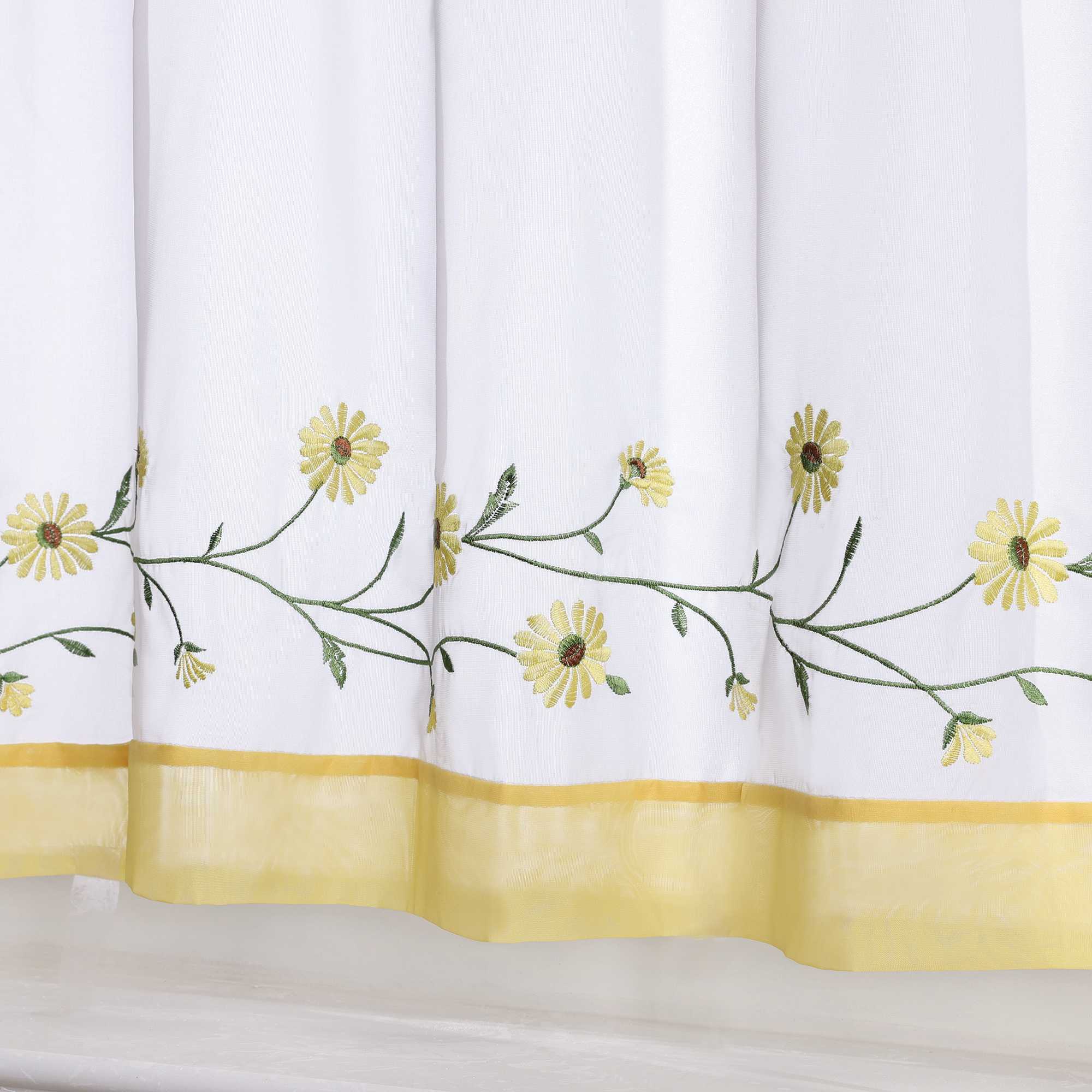 Scheibengardinen Bistrogardine Schlaufen Küche Gardinen Landhausstil Transparent Kurzstores mit kleiner Gänseblümchen-Stickerei - Joyswahl