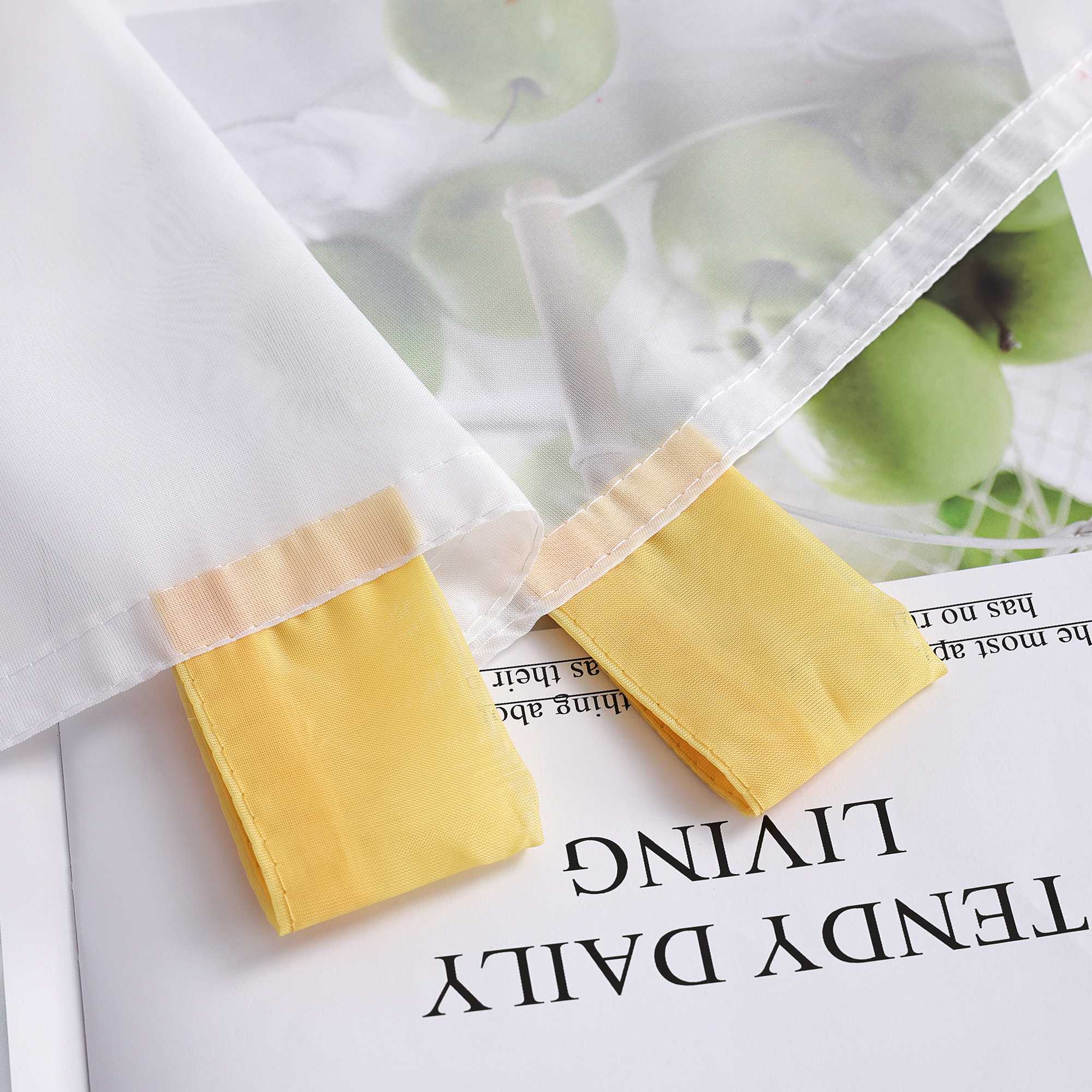Scheibengardinen Bistrogardine Schlaufen Küche Gardinen Landhausstil Transparent Kurzstores mit kleiner Gänseblümchen-Stickerei - Joyswahl