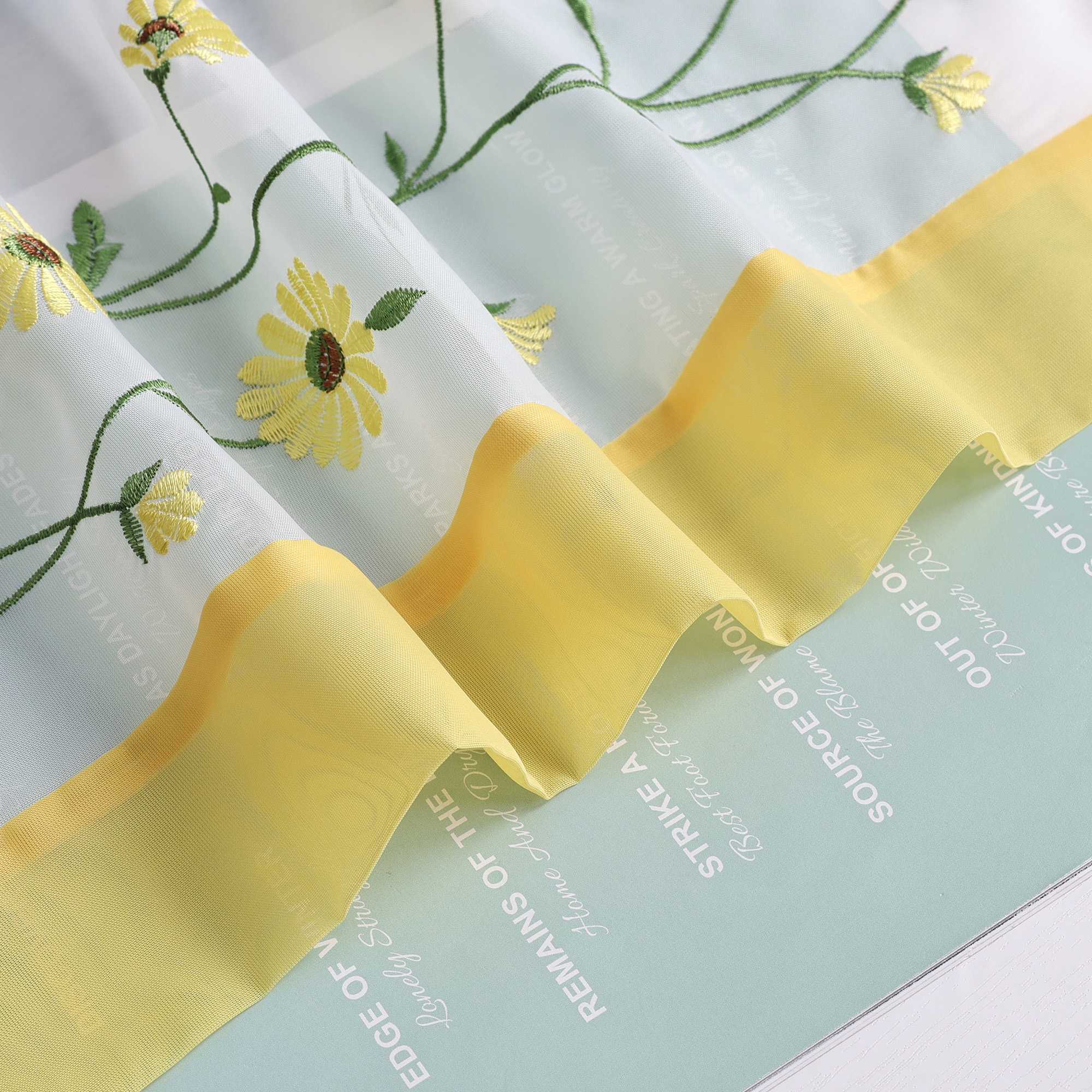 Raffrollo Voile Raffgardinen mit Schlaufen Küche Fenster Vorhänge mit Blumenmuster Stickerei Transparent Weiß 1 Stück - Joyswahl