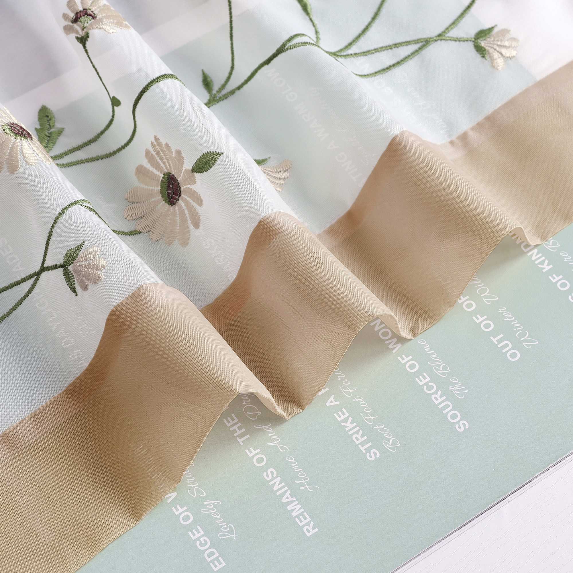 Raffrollo Voile Raffgardinen mit Schlaufen Küche Fenster Vorhänge mit Blumenmuster Stickerei Transparent Weiß 1 Stück - Joyswahl