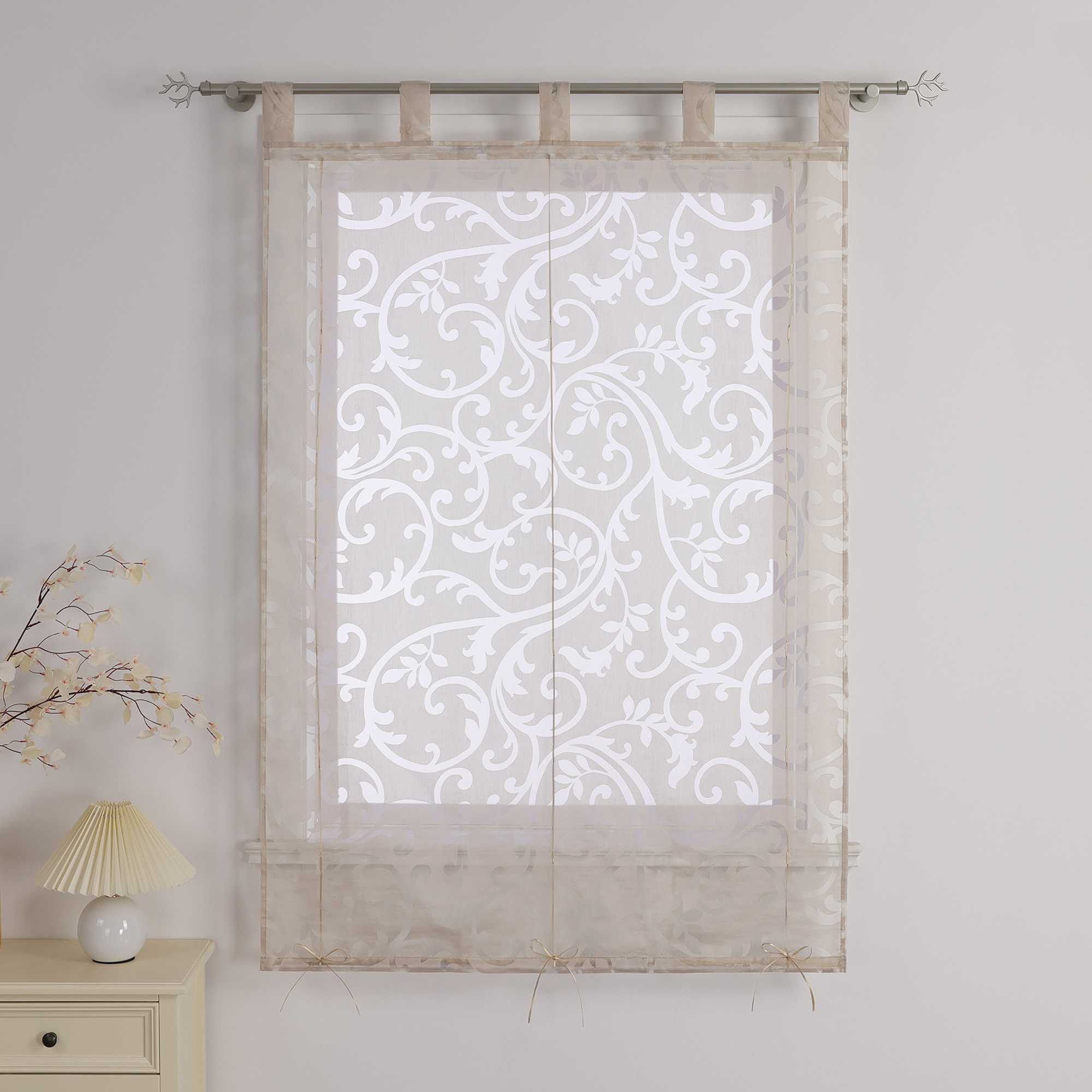 Transparente Schlaufengardine mit Blumenmuster Café Fenstergardine Raffrollos 1 Stück - Joyswahl