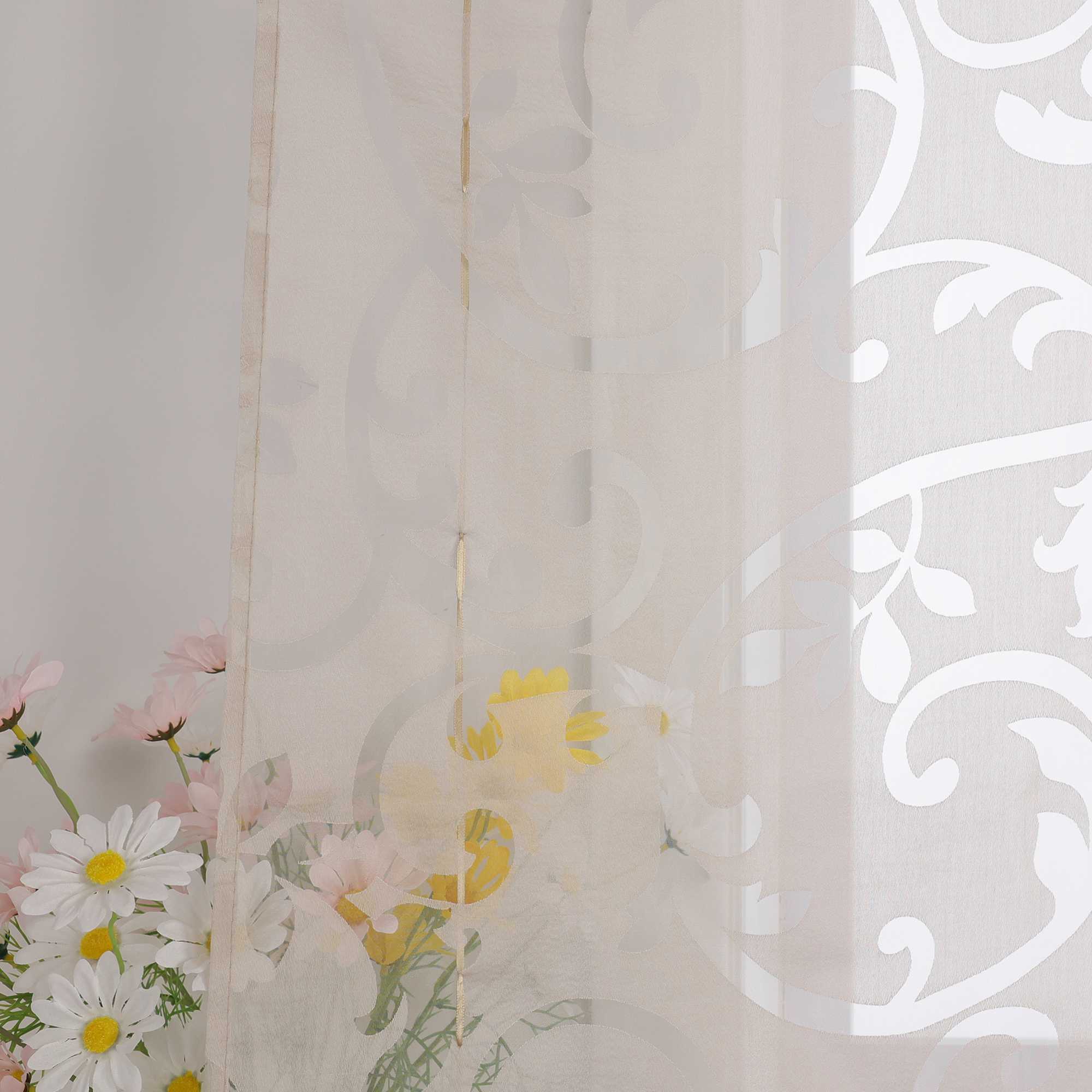 Transparente Schlaufengardine mit Blumenmuster Café Fenstergardine Raffrollos 1 Stück - Joyswahl