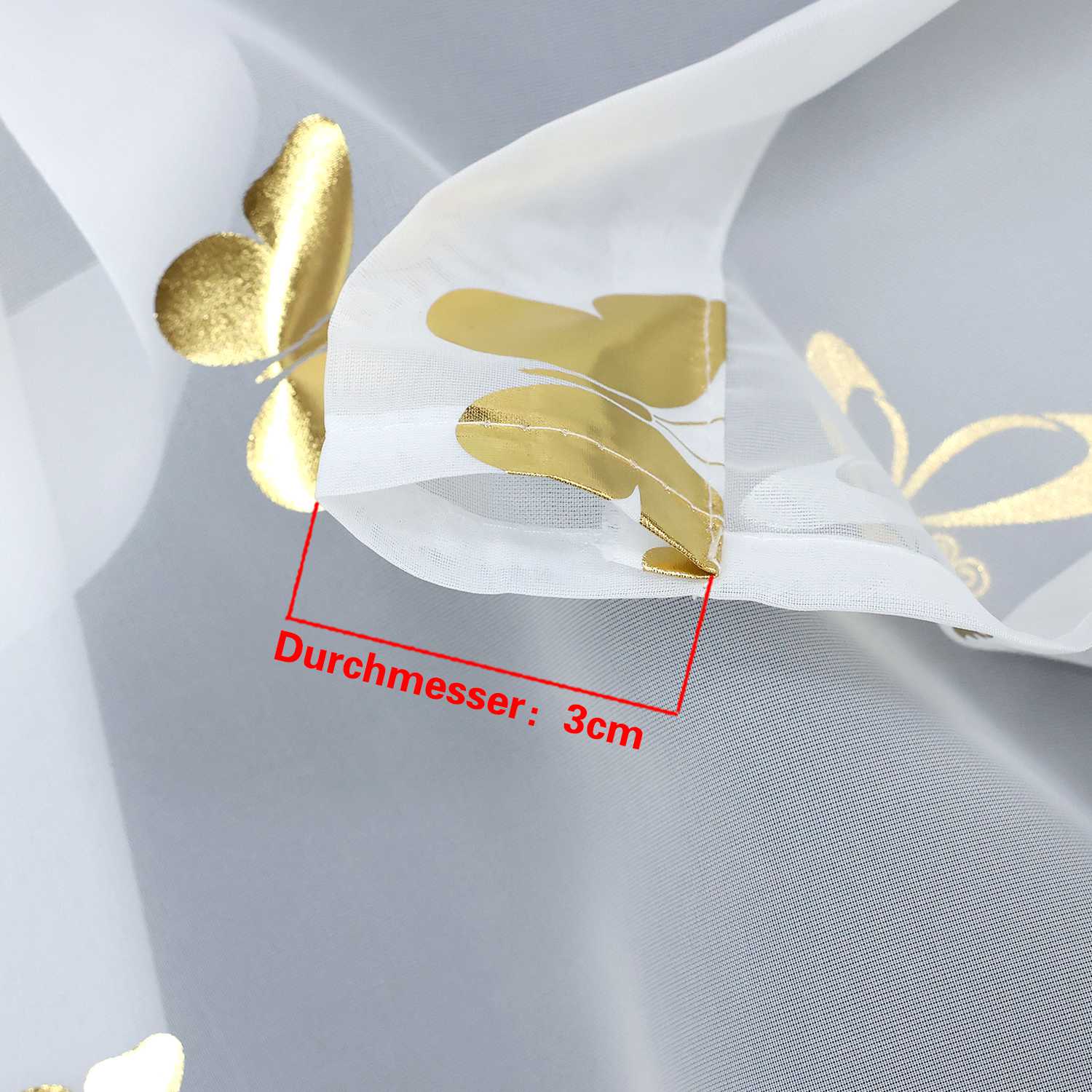 Rollos durch Stangendurchzug transparent mit Schmetterlingsmuster hochziehbare Falten 1 Stück - Joyswahl