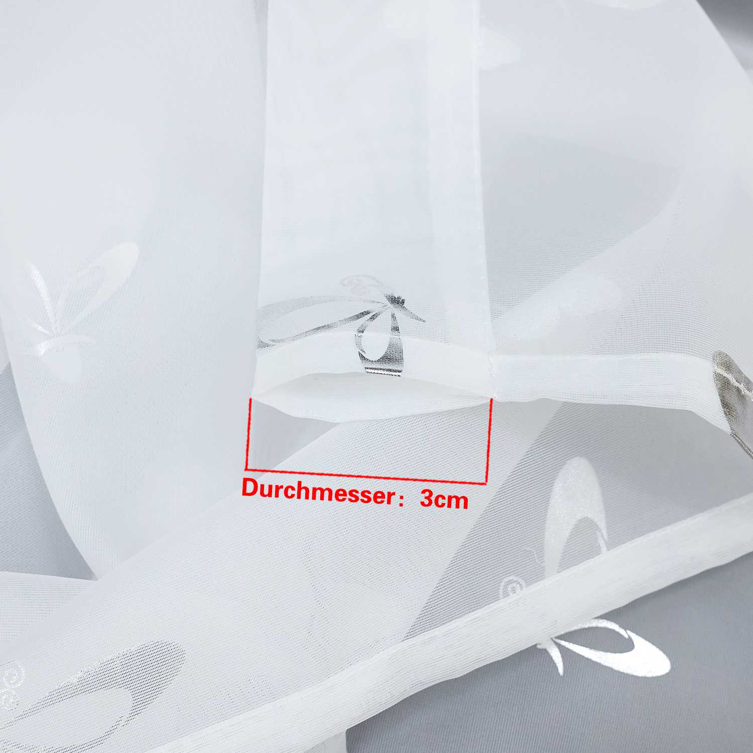 Rollos durch Stangendurchzug transparent mit Schmetterlingsmuster hochziehbare Falten 1 Stück - Joyswahl