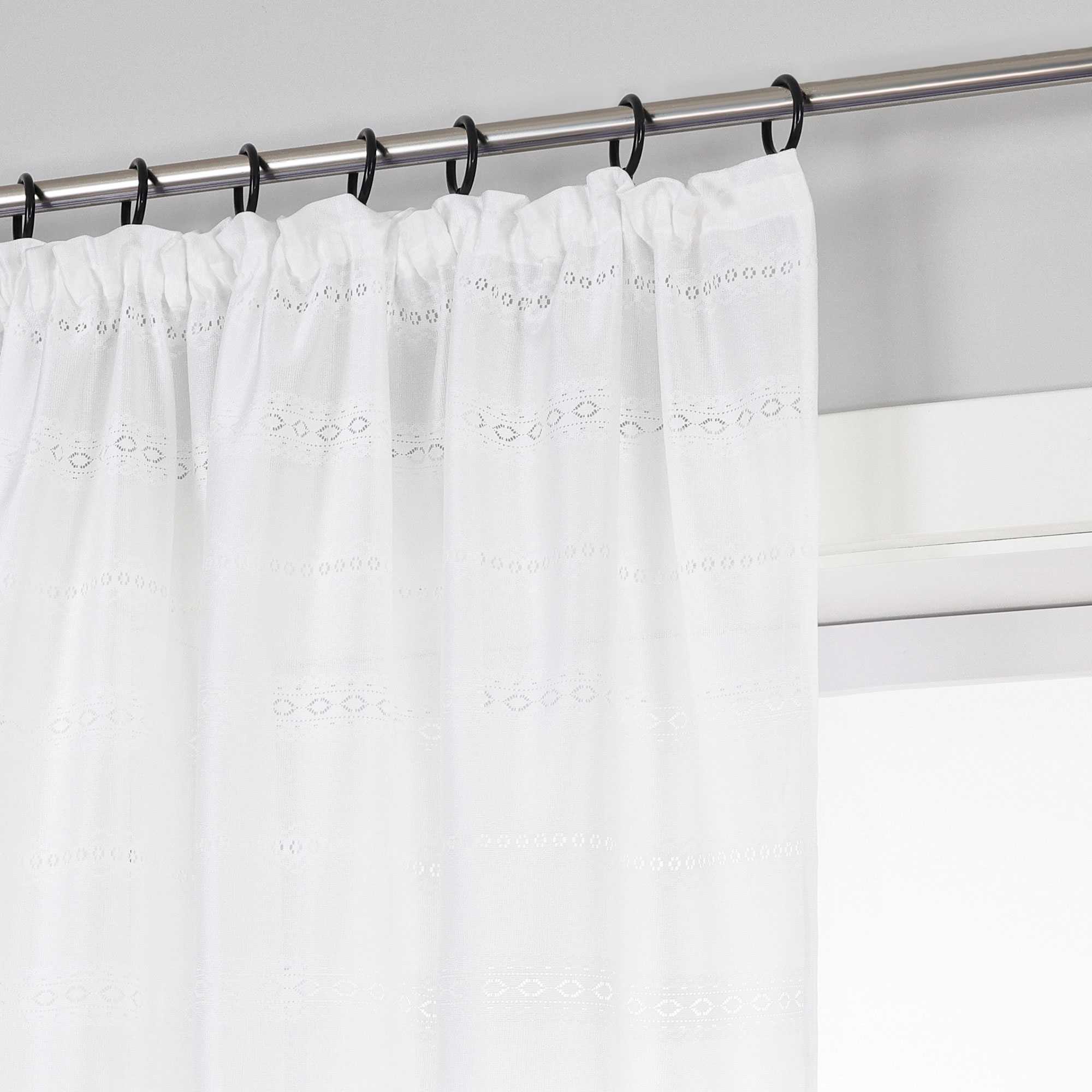 Transparente Vorhang mit Rautenprägung mit Ringen und Schienensystem 1 Stück