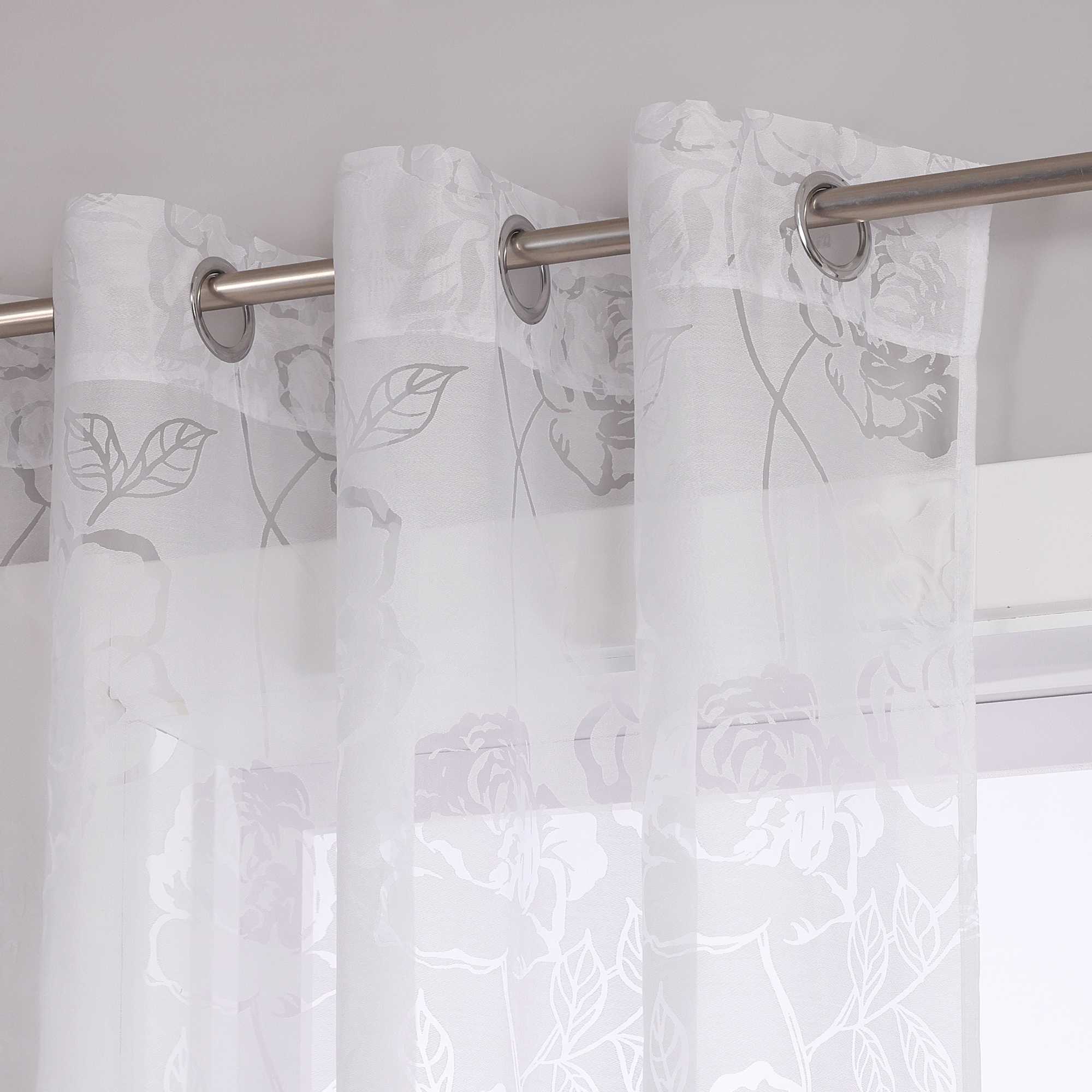Vorhang mit Ösen Voile Gardine mit Rosenmuster Ösenschal transparent Schlafzimmer Wohnzimmer 1 Stück - Joyswahl
