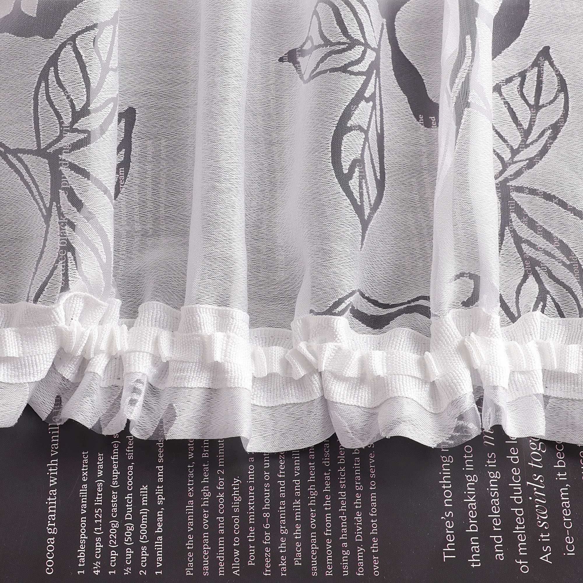 Vorhang mit Kräuselband Voile Gardine Ausbrenner mit Rosenmuster Fensterschal Transparent Weiß 1 Stück - Joyswahl