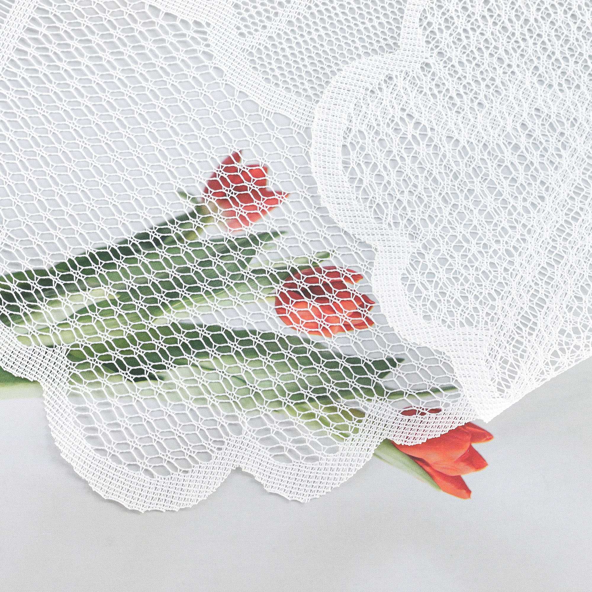 Transparent Scheibengardine mit Tulpen-Muster - Joyswahl